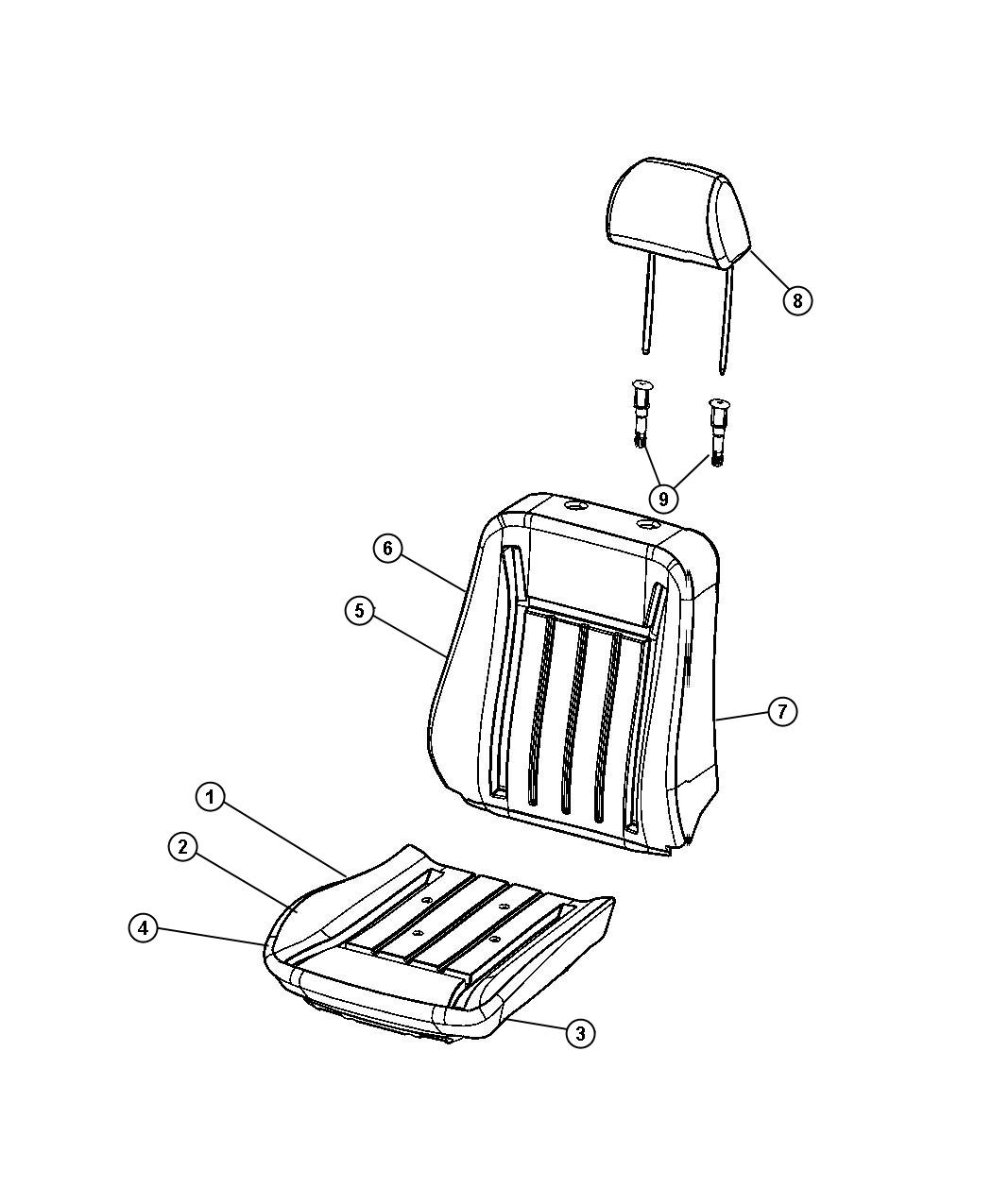 Diagram Seat Front - Trim Code [ML]. for your Dodge