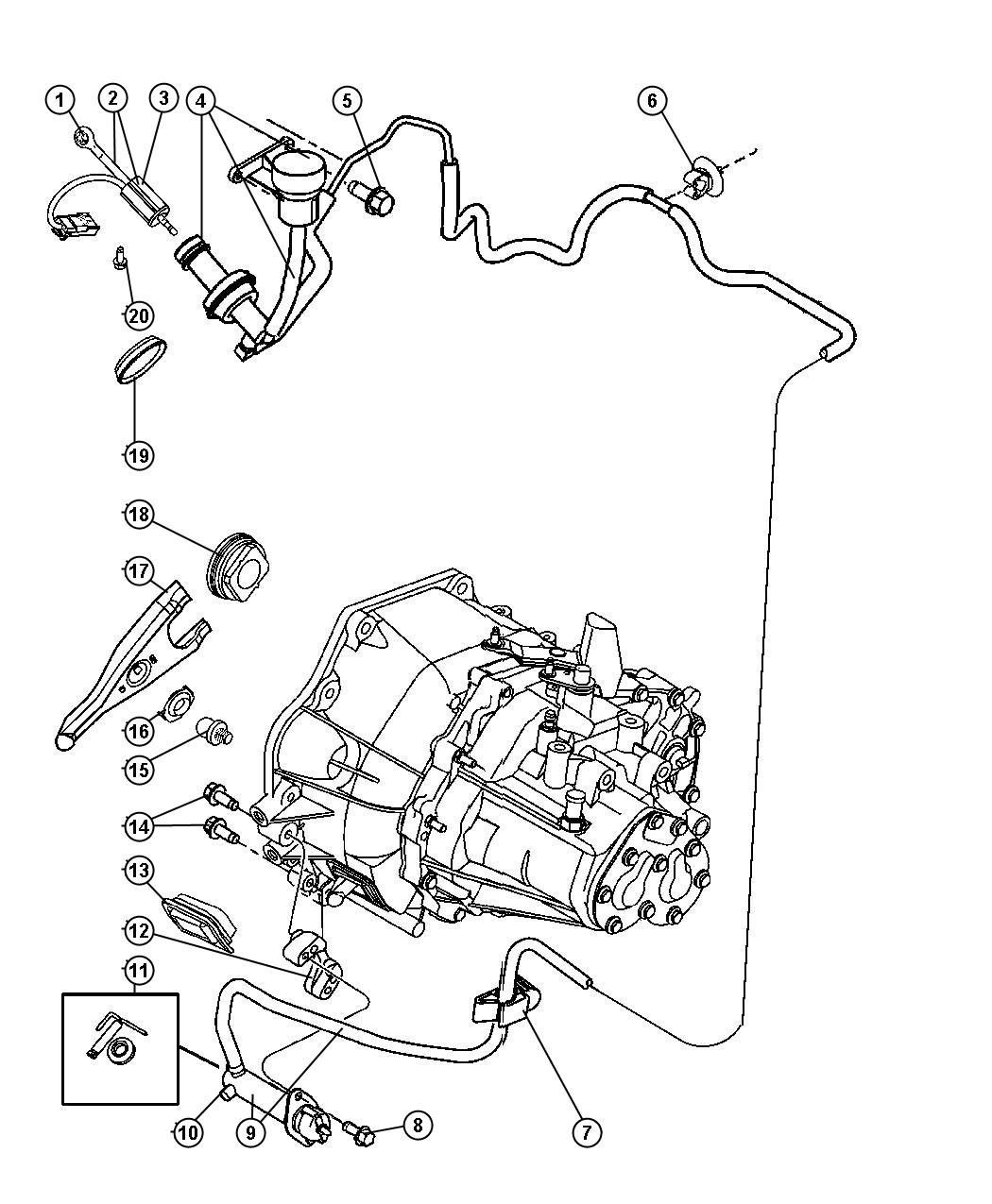 Diagram Linkage,Clutch,RHD. for your 1997 Dodge Avenger   