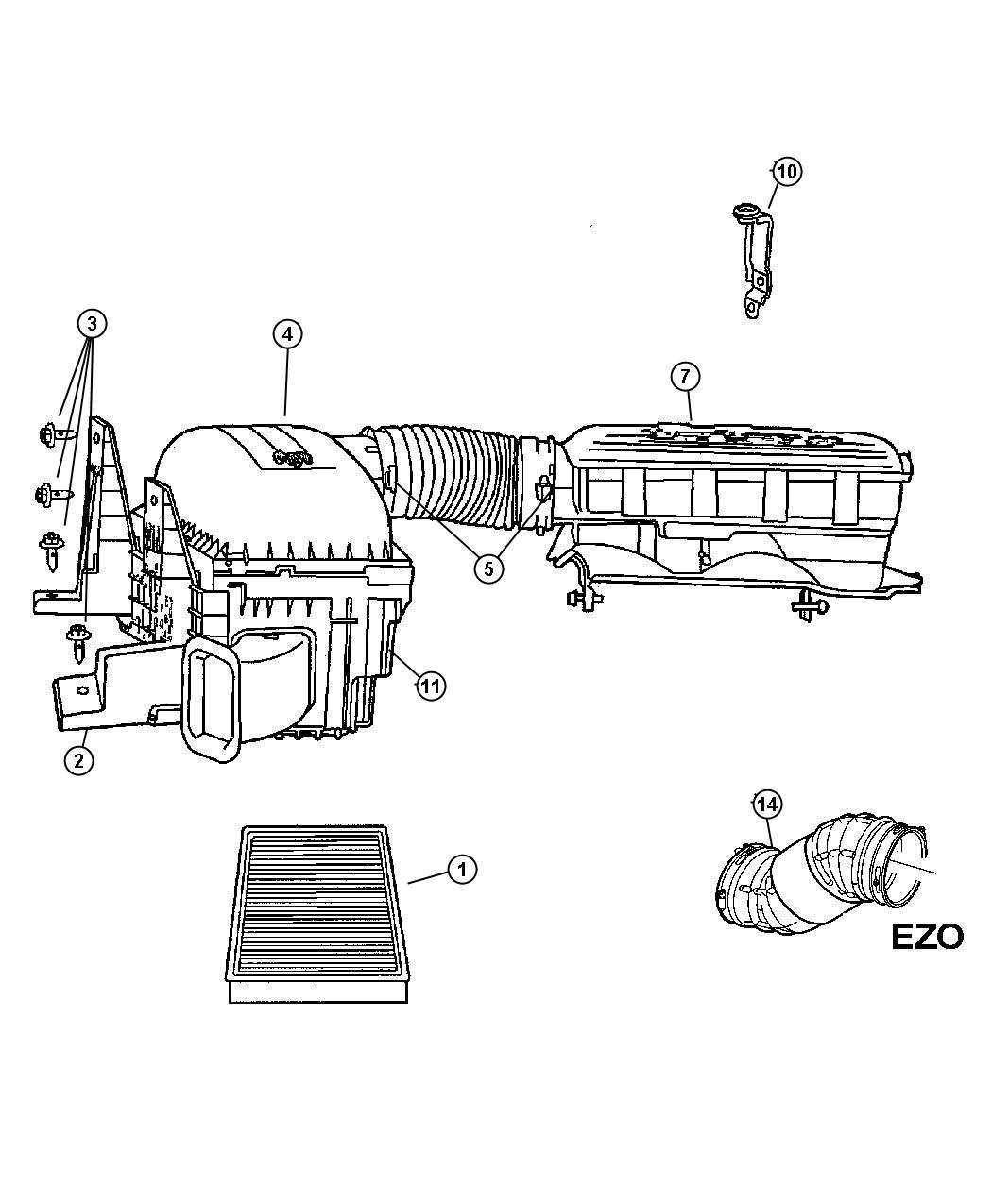 Air Cleaner, 5.7L [Hemi "Magnum" 5.7L SMPI V8 Engine] 5.9L [5.9L I6 HO CUMMINS TD ENGINE]. Diagram