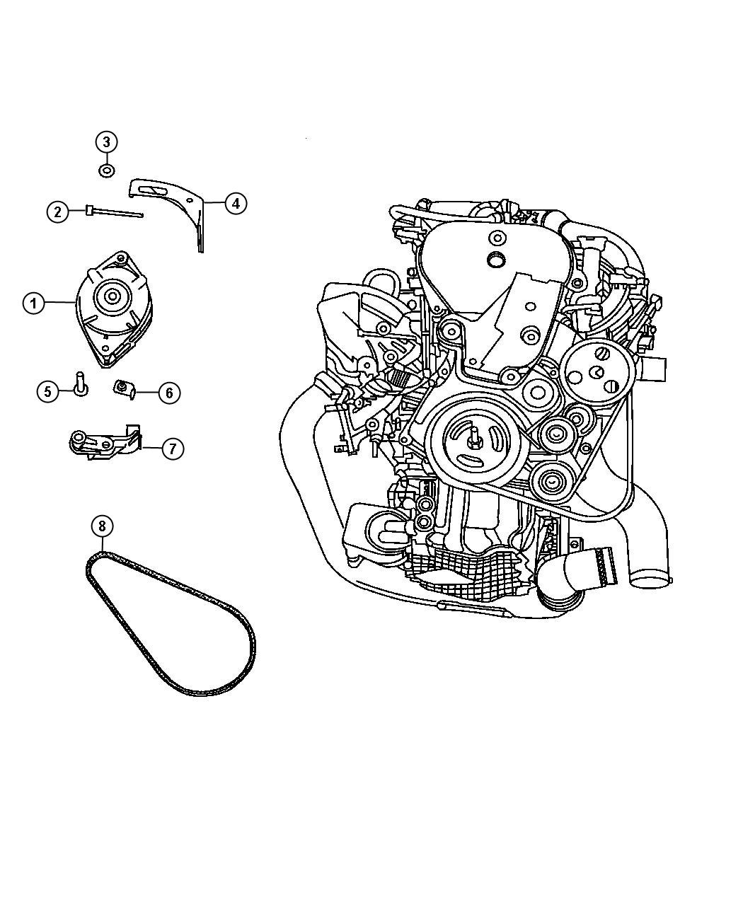 Diagram Alternator [[2.4L 2.4L I4 DOHC 16V TURBO ENGINE]] DOHC Turbo. for your Dodge Grand Caravan  