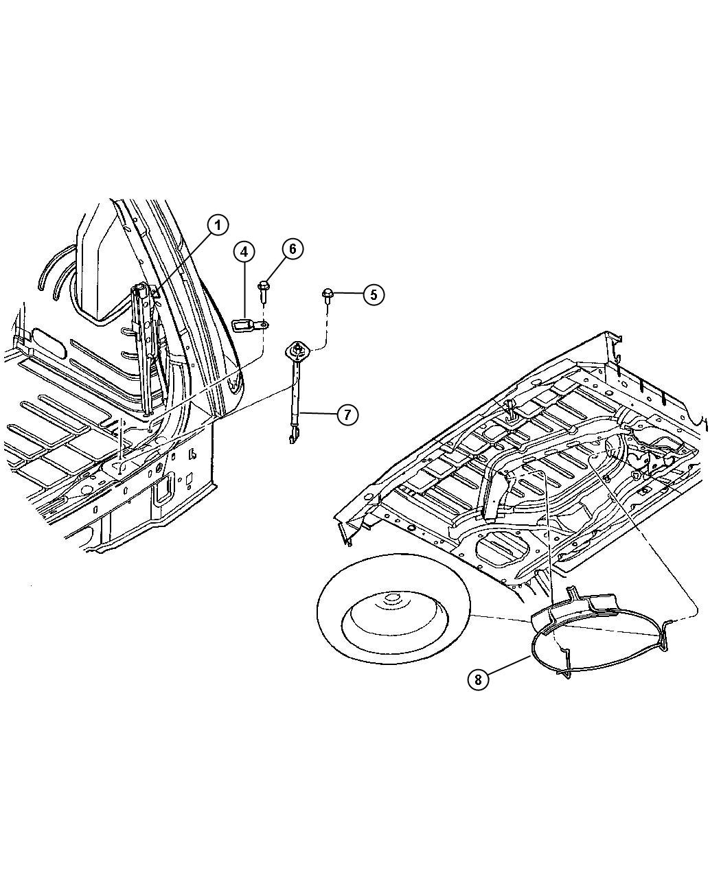 Diagram Jack and Spare Tire Stowage. for your 2000 Chrysler 300  M 