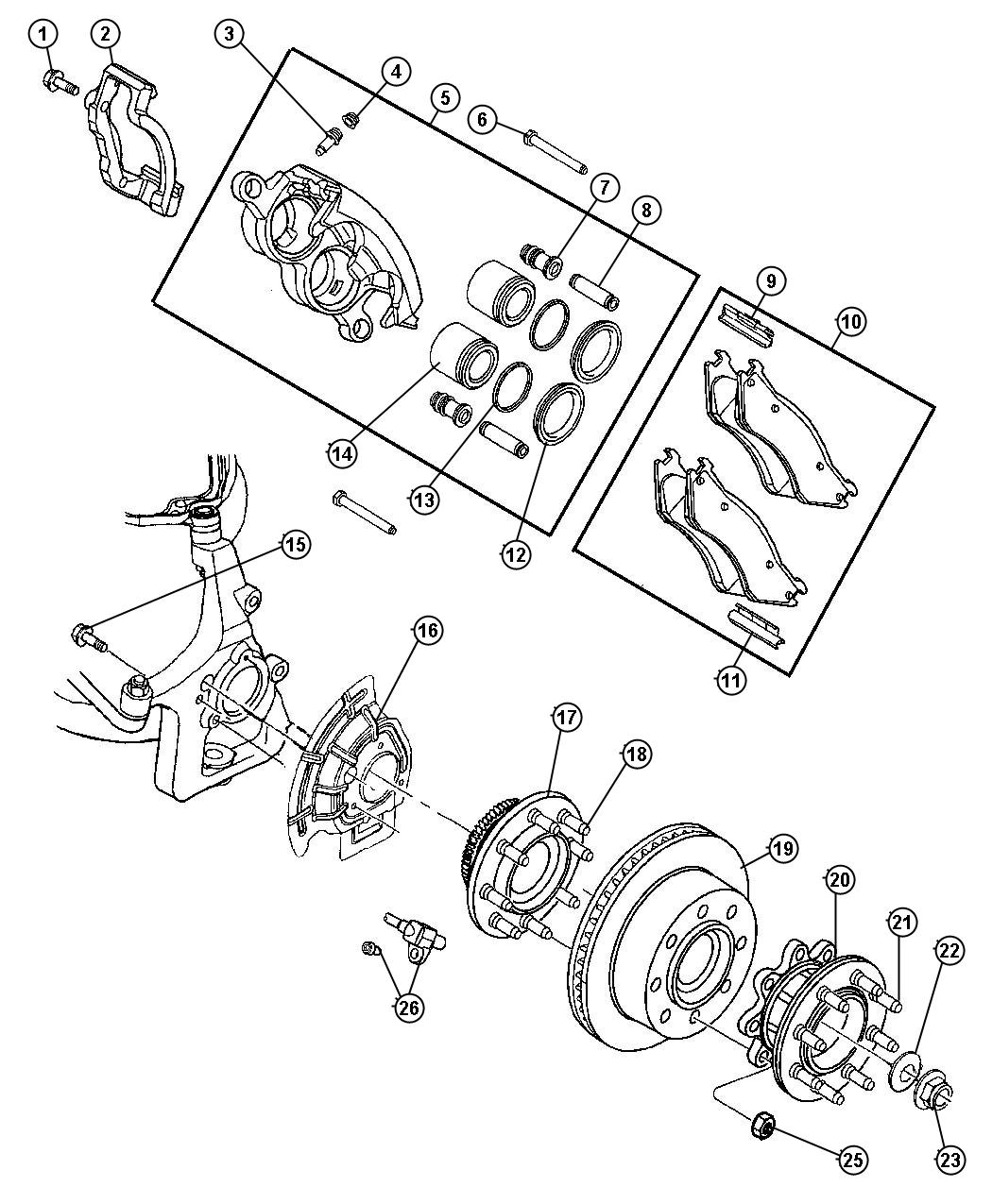 Diagram Brakes,Front. for your Dodge