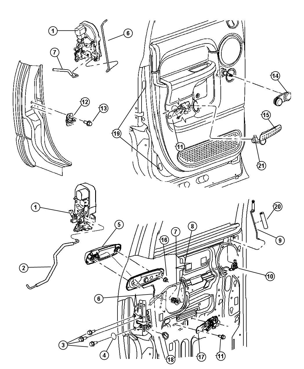 Diagram Door, Rear Lock And Controls. for your Dodge