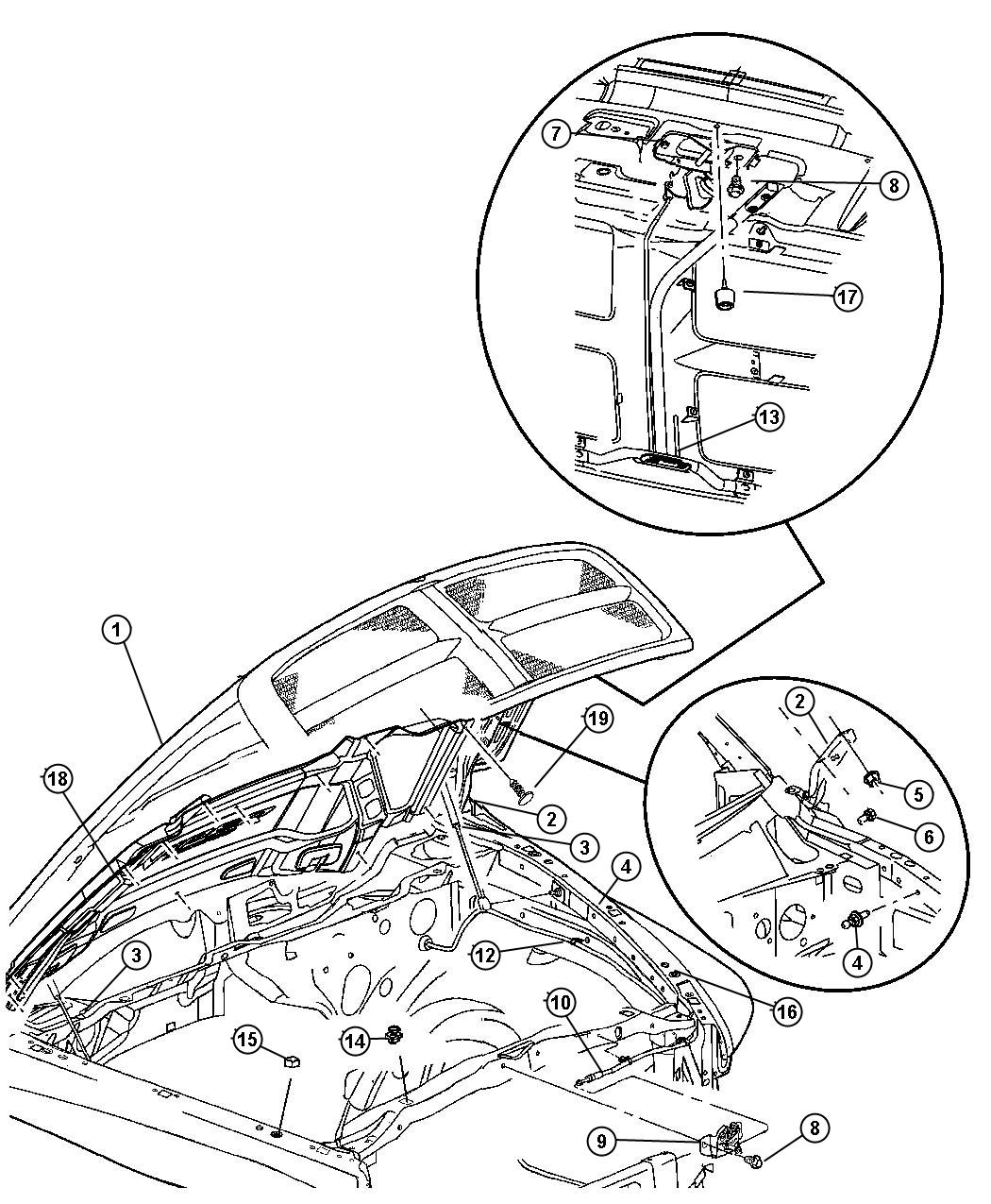 Diagram Hood. for your 2009 Dodge Journey R/T 3.5L V6 A/T 