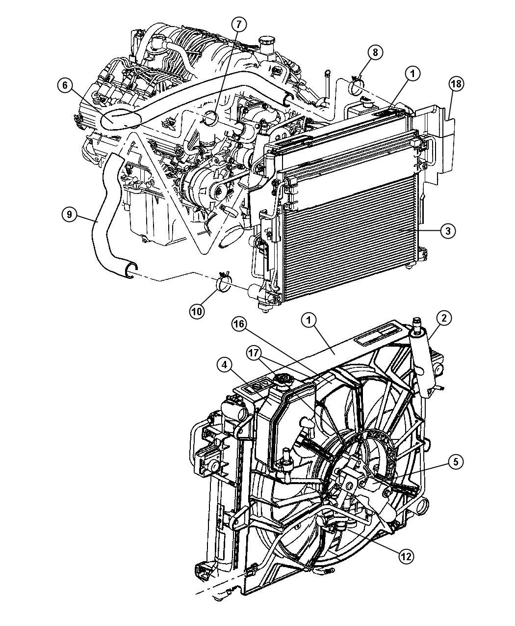 Diagram Radiator and Related Parts 5.7L, 6.1L Engines. for your Chrysler 300  M