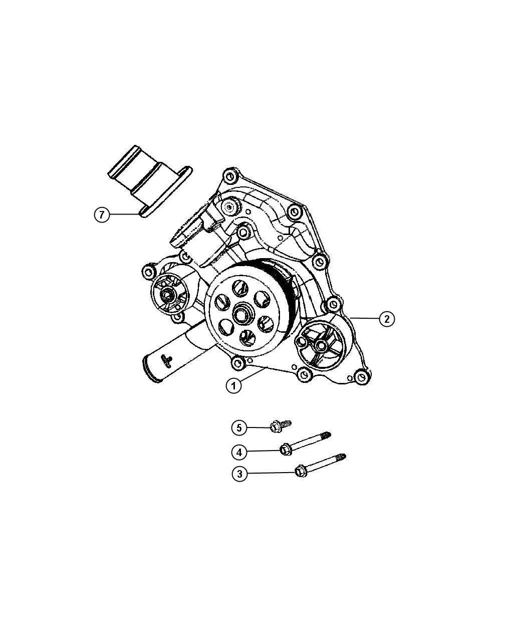 Diagram Water Pump and Related Parts 5.7L, 6.1L Engine. for your Jeep