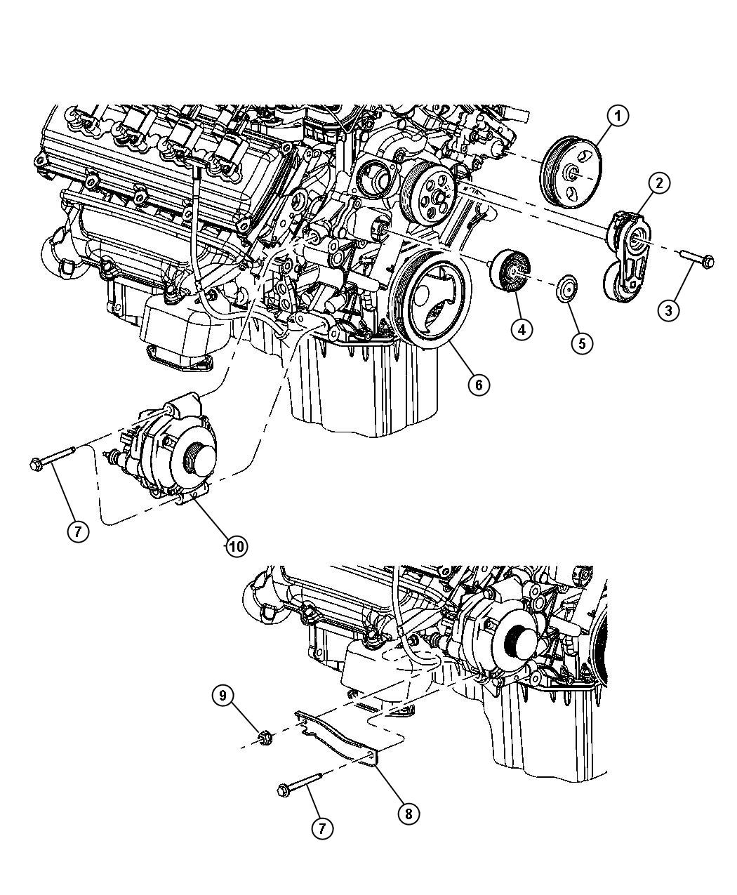 Diagram Drive Pulleys 5.7L,6.1L Engines. for your Jeep