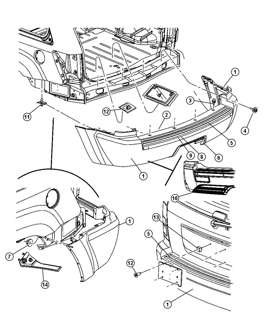 Diagram Bumper, Rear. for your 2023 Ram 2500   