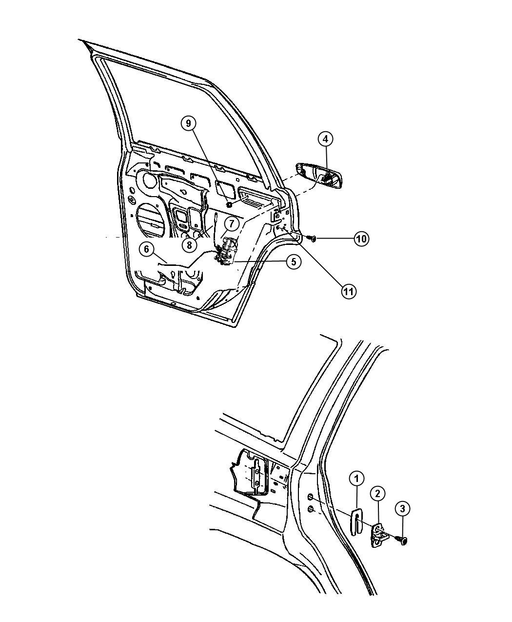 Diagram Door, Rear Lock and Controls. for your Jeep