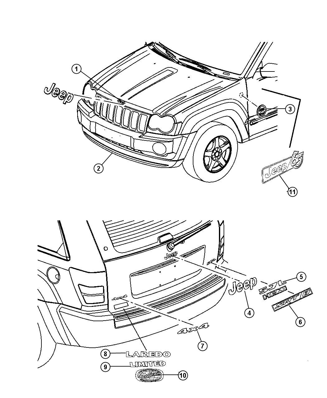 Diagram Nameplates and Decals. for your 2009 Jeep Liberty   