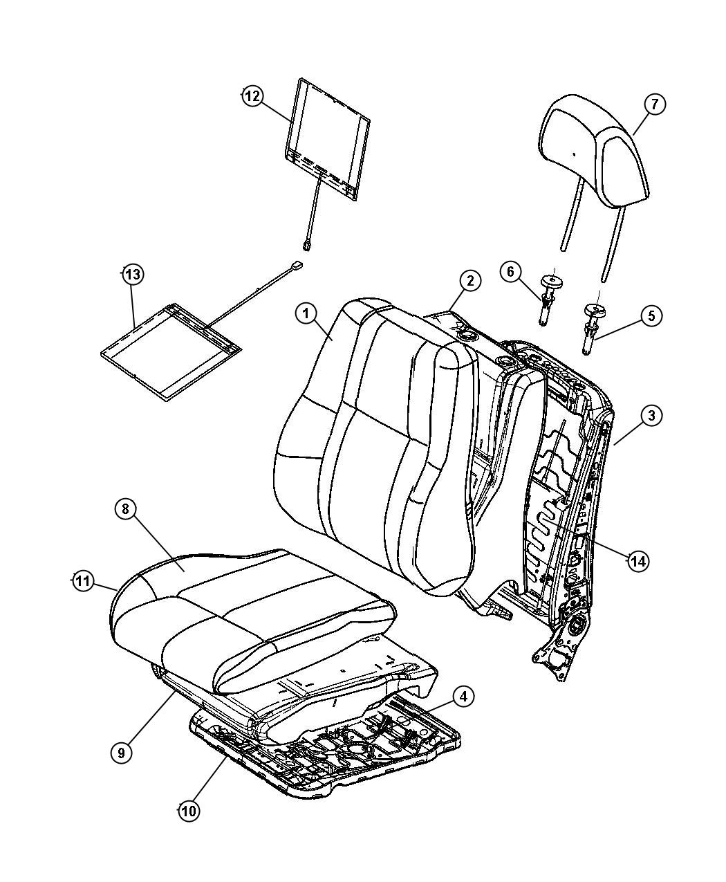 Diagram Front Seat, Leather, Trim Code [PL]. for your Jeep