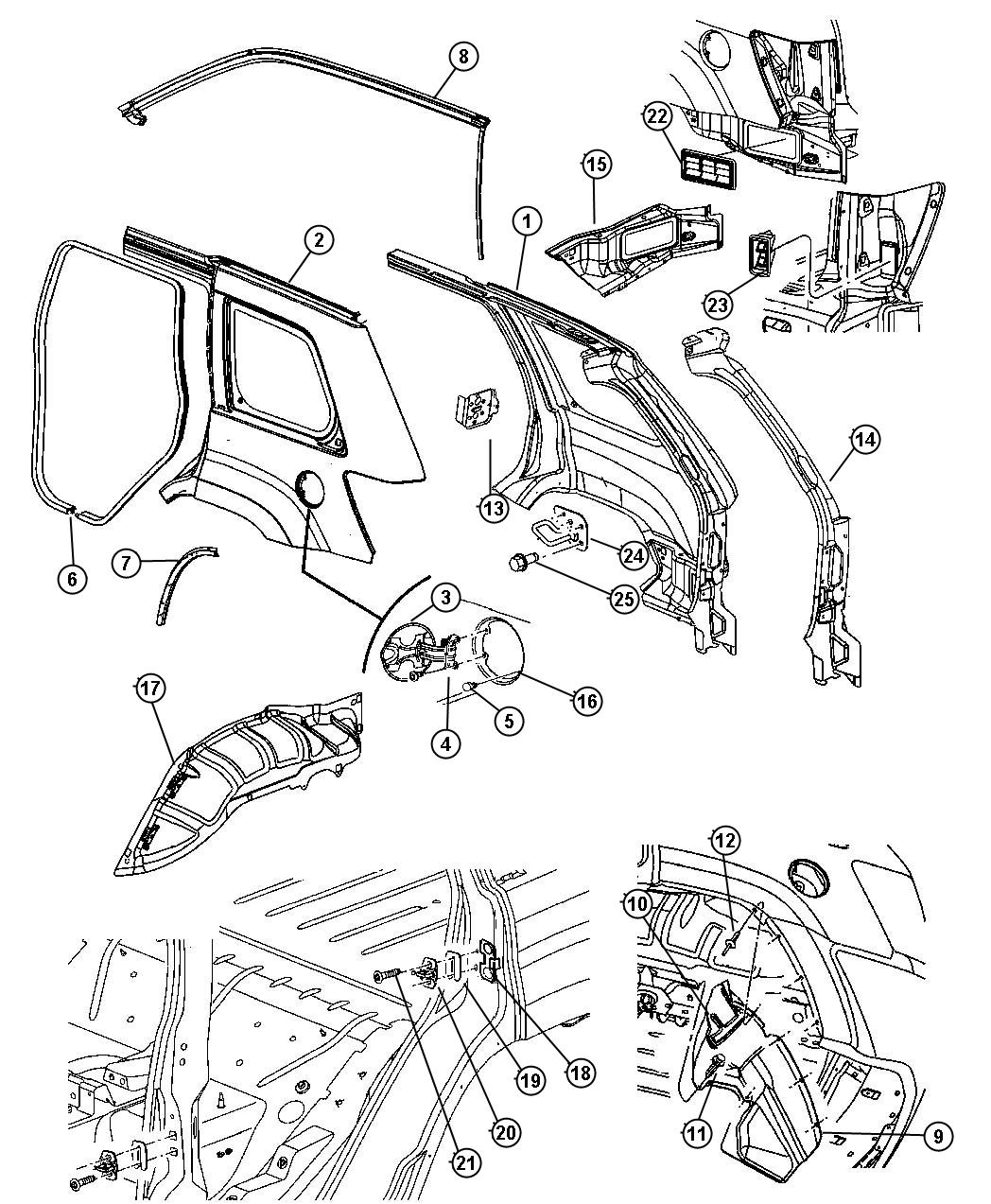 Panels, Rear Quarter. Diagram