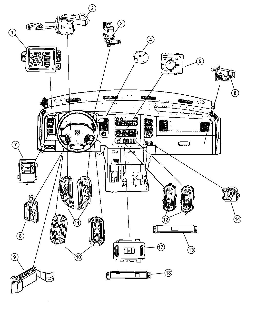 Switches, Instrument Panel. Diagram