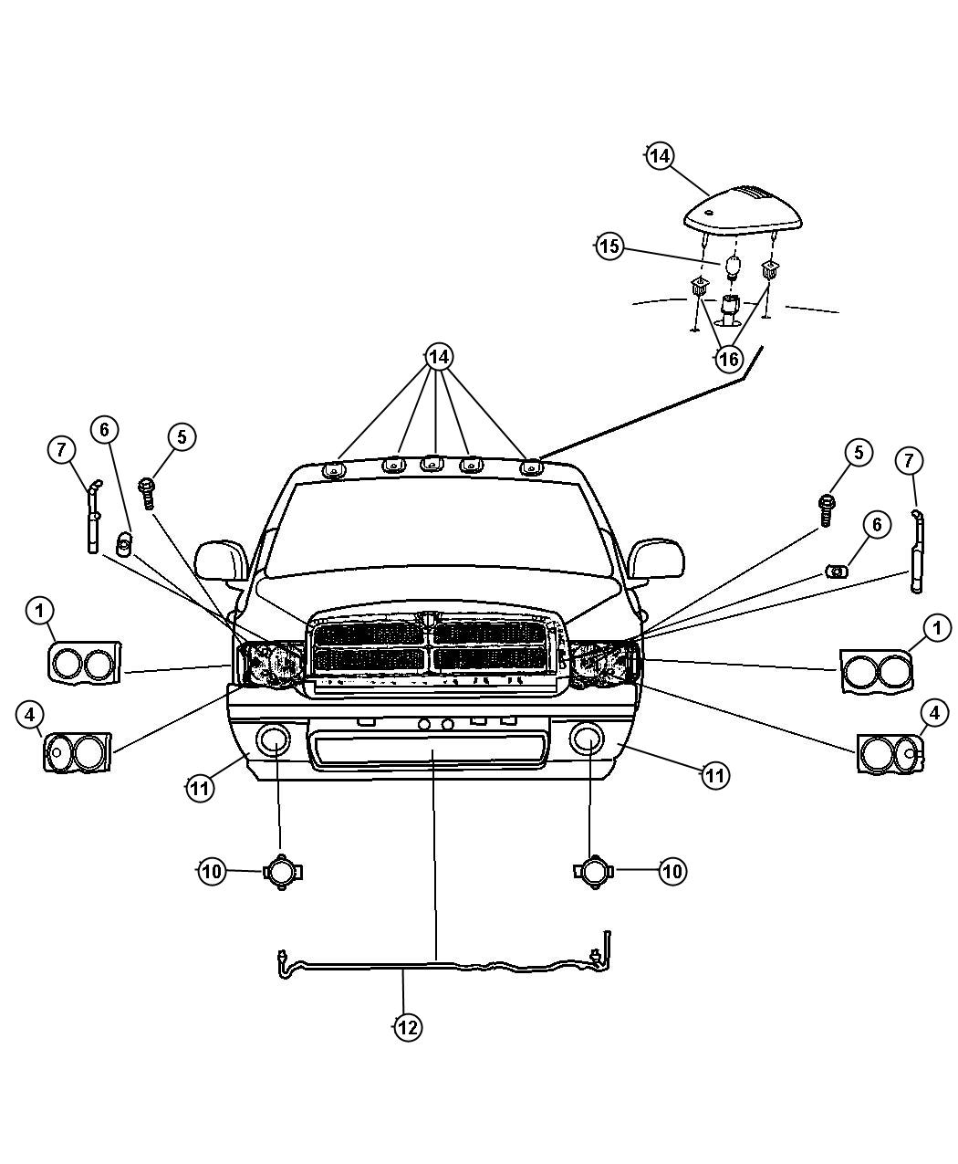 Diagram Lamps Front. for your Dodge