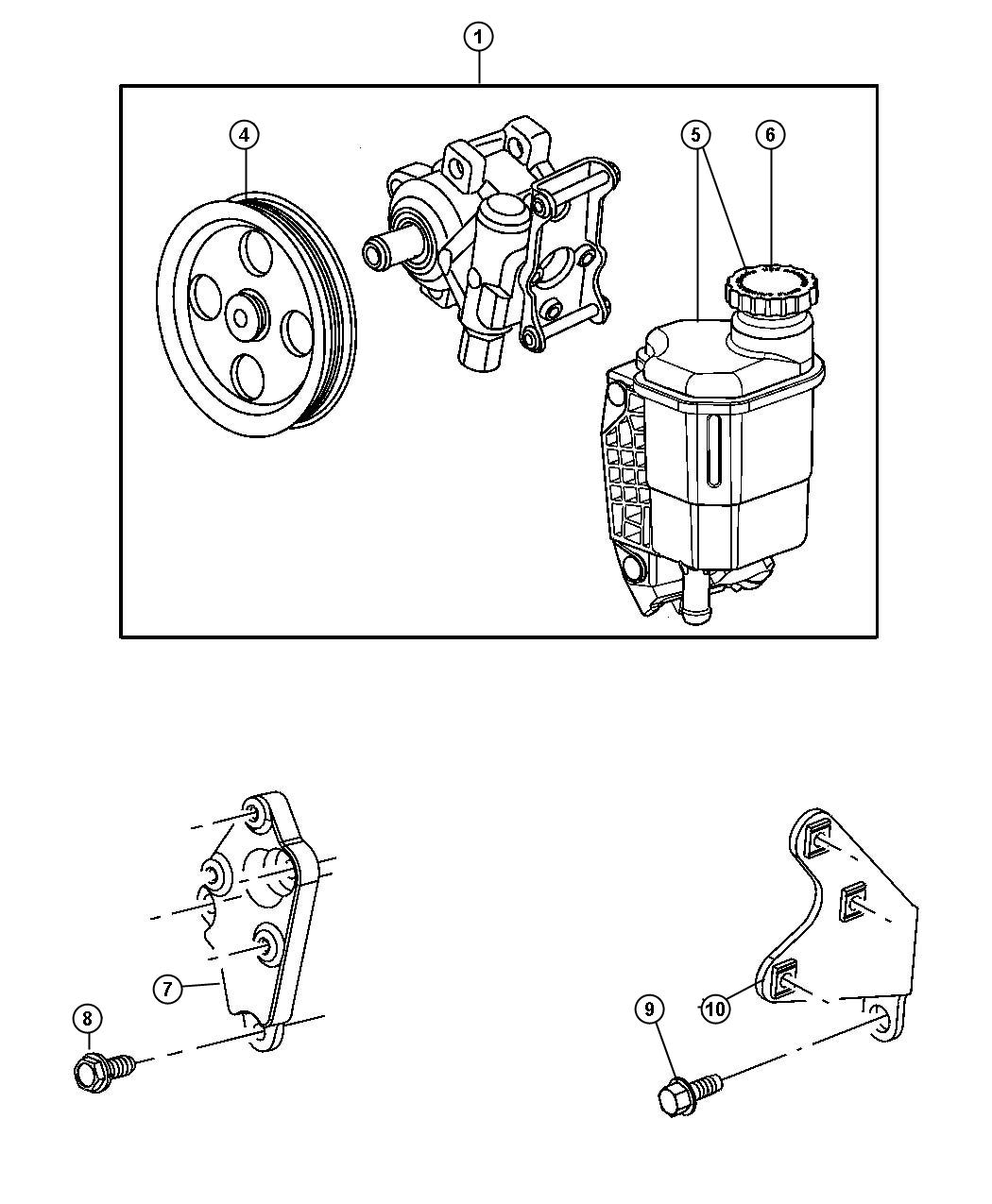 Diagram Pump,Power Steering and Mounting,All Engines. for your 2004 Chrysler 300  M 