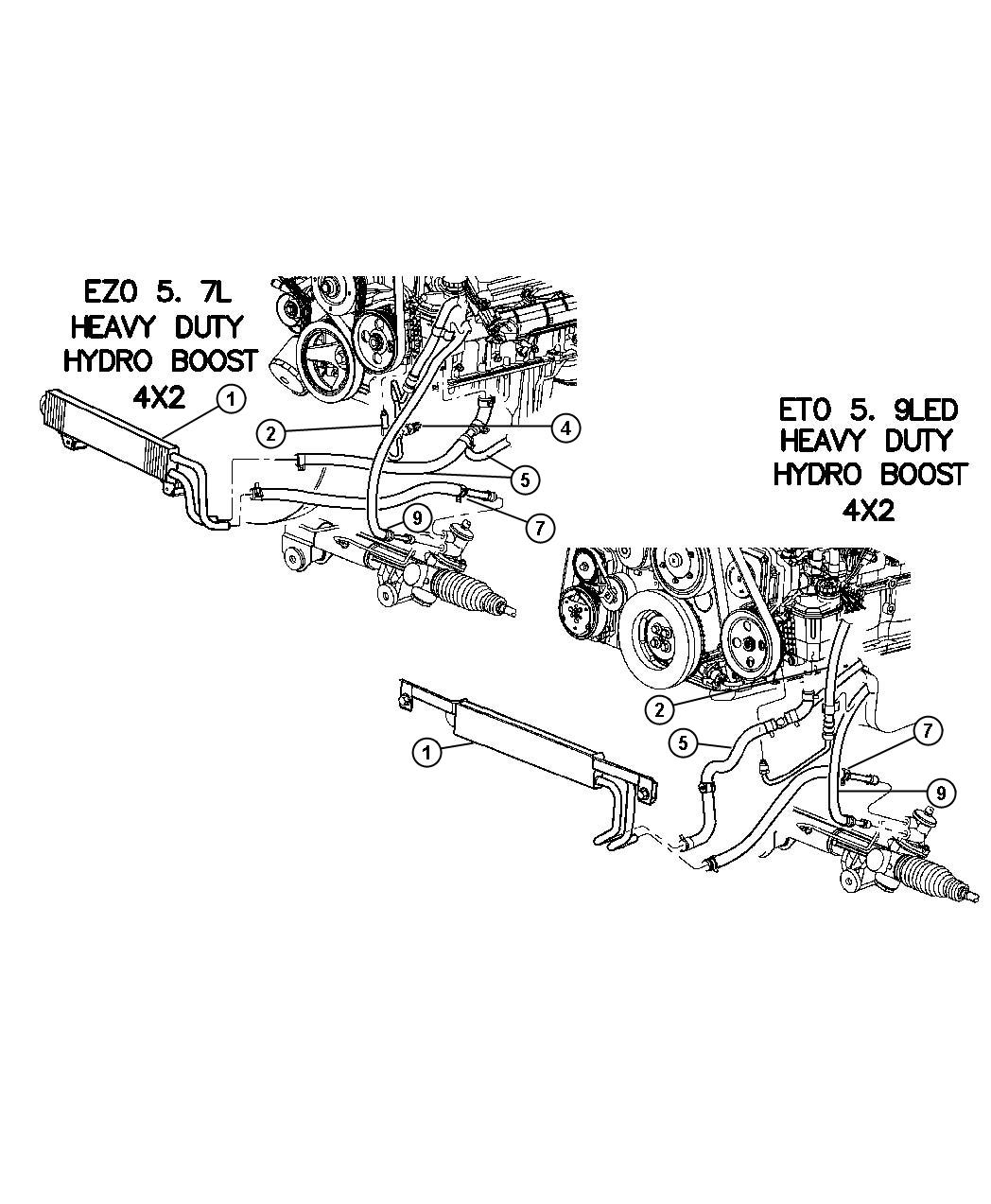 Diagram Hoses,Power Steering,2 Wheel Drive With Hydrobooster. for your Chrysler 300  M