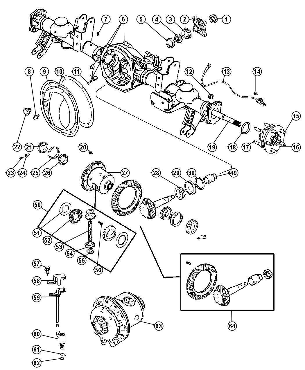 Diagram Axle,Rear,With Differential,Housing and Axle Shafts,[213MM Rear Axle],8.25/213MM. for your Jeep