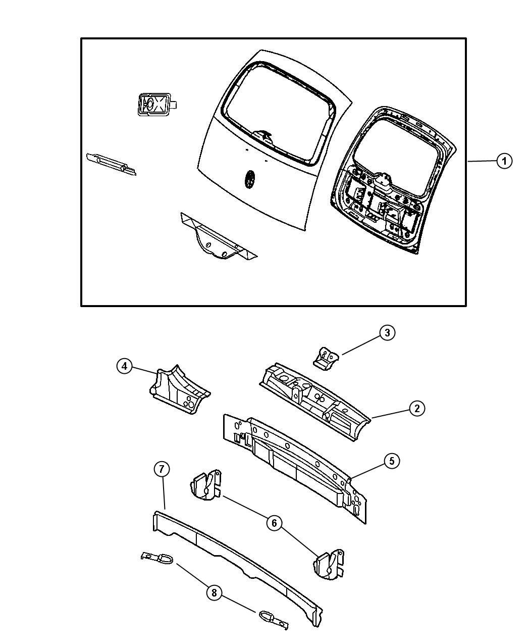 Full size assembly image of Liftgate Panel. (1/1)