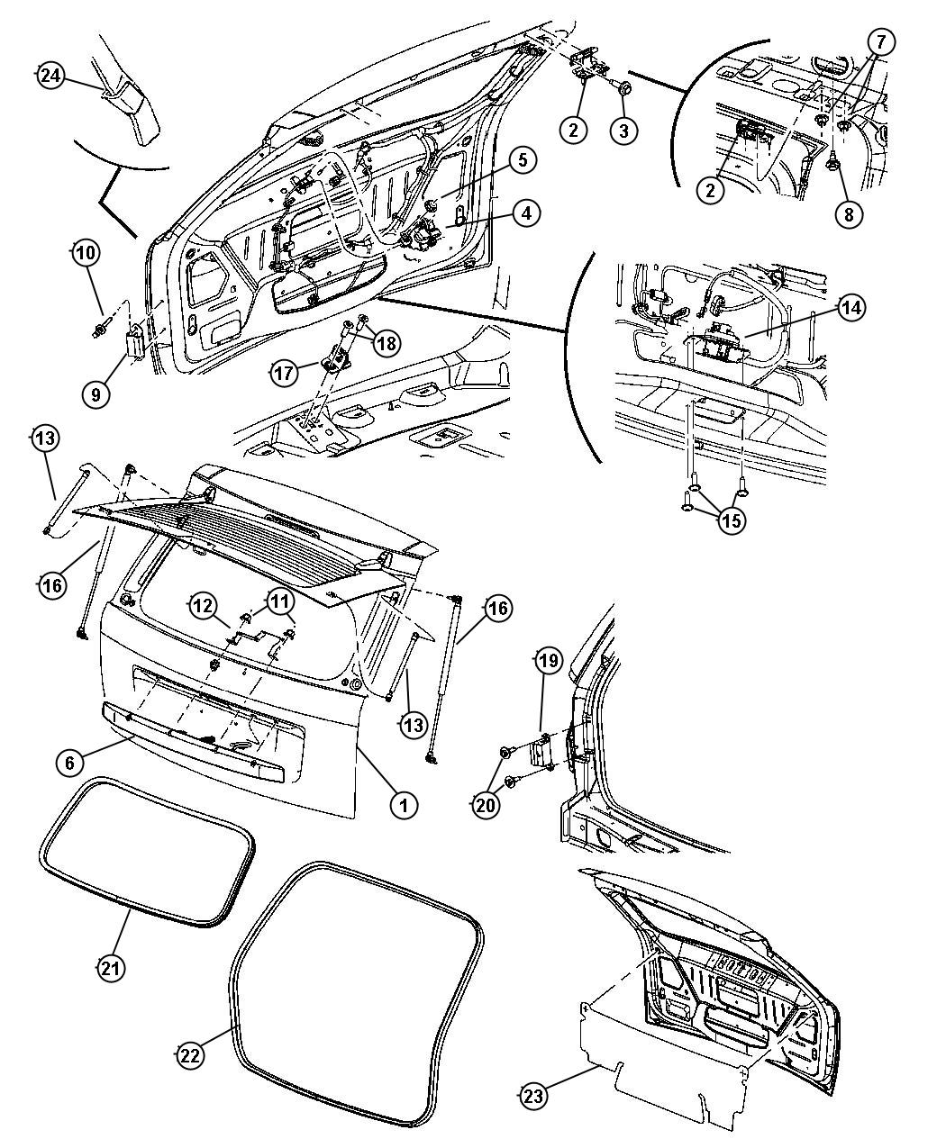 Diagram Liftgate, Latch and Hinges. for your Chrysler 300  M