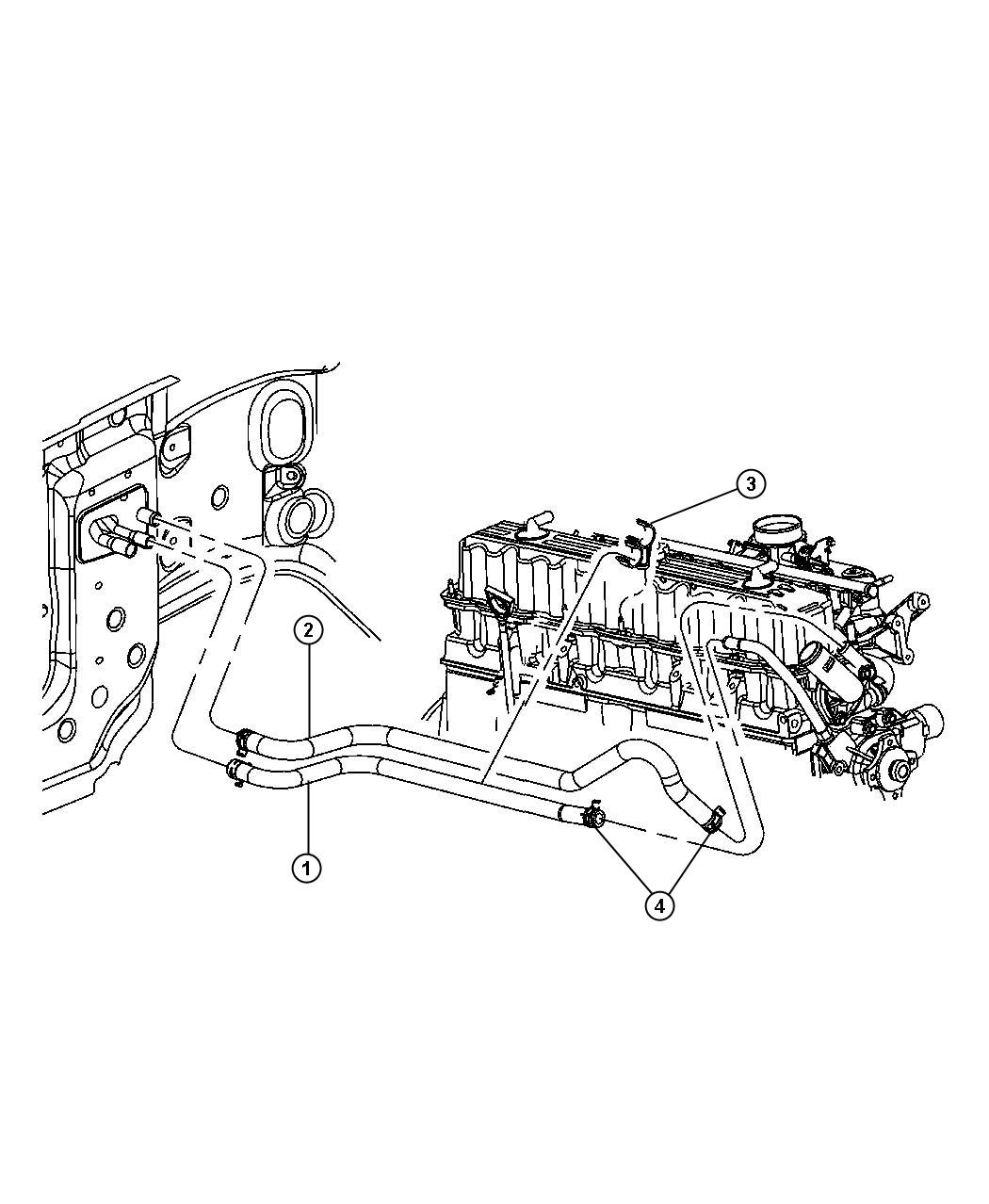 Jeep Wrangler Hose Heater Supply Air Engine Hoses Ac