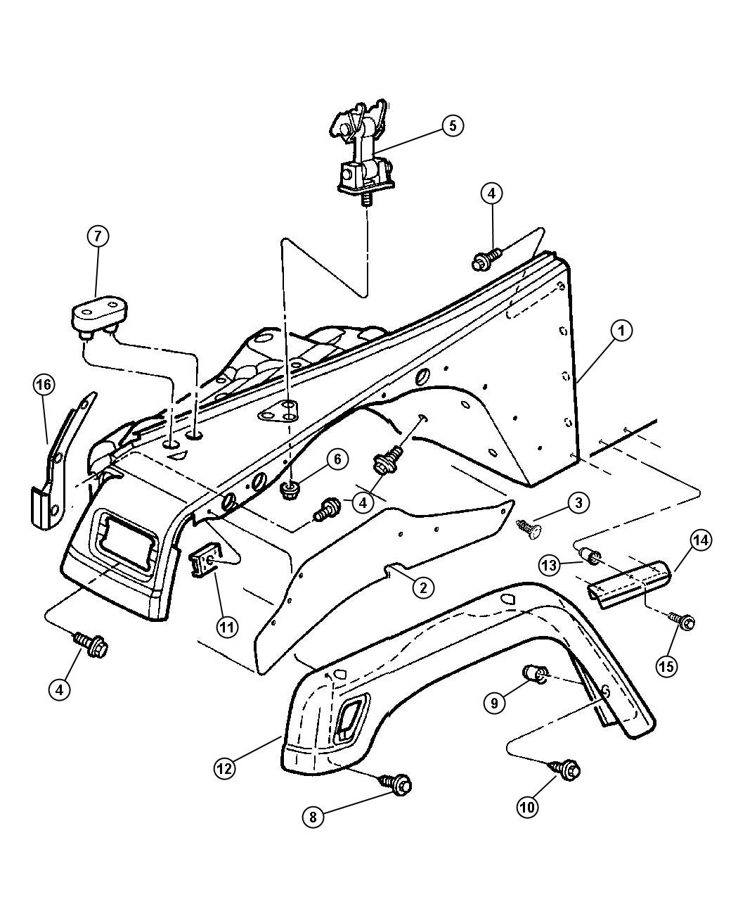 Diagram Fender And Flare, Front. for your Jeep Wrangler  