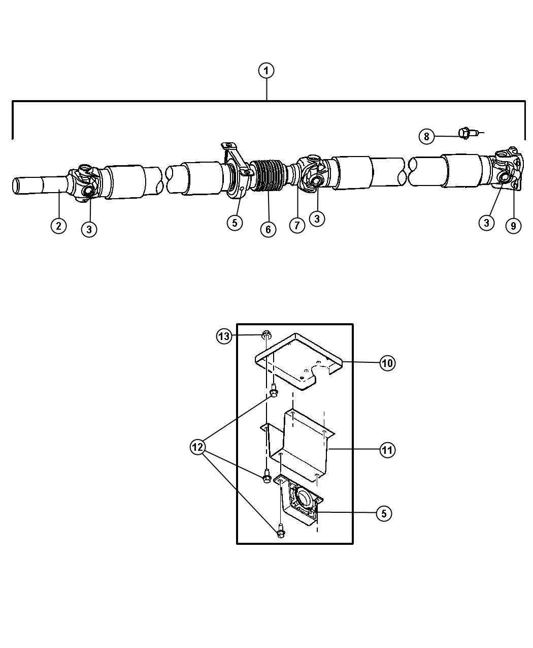 Diagram Shaft,Propeller,Rear,2 Piece,Body 42,81 DH 6,7. for your Dodge Ram 1500  