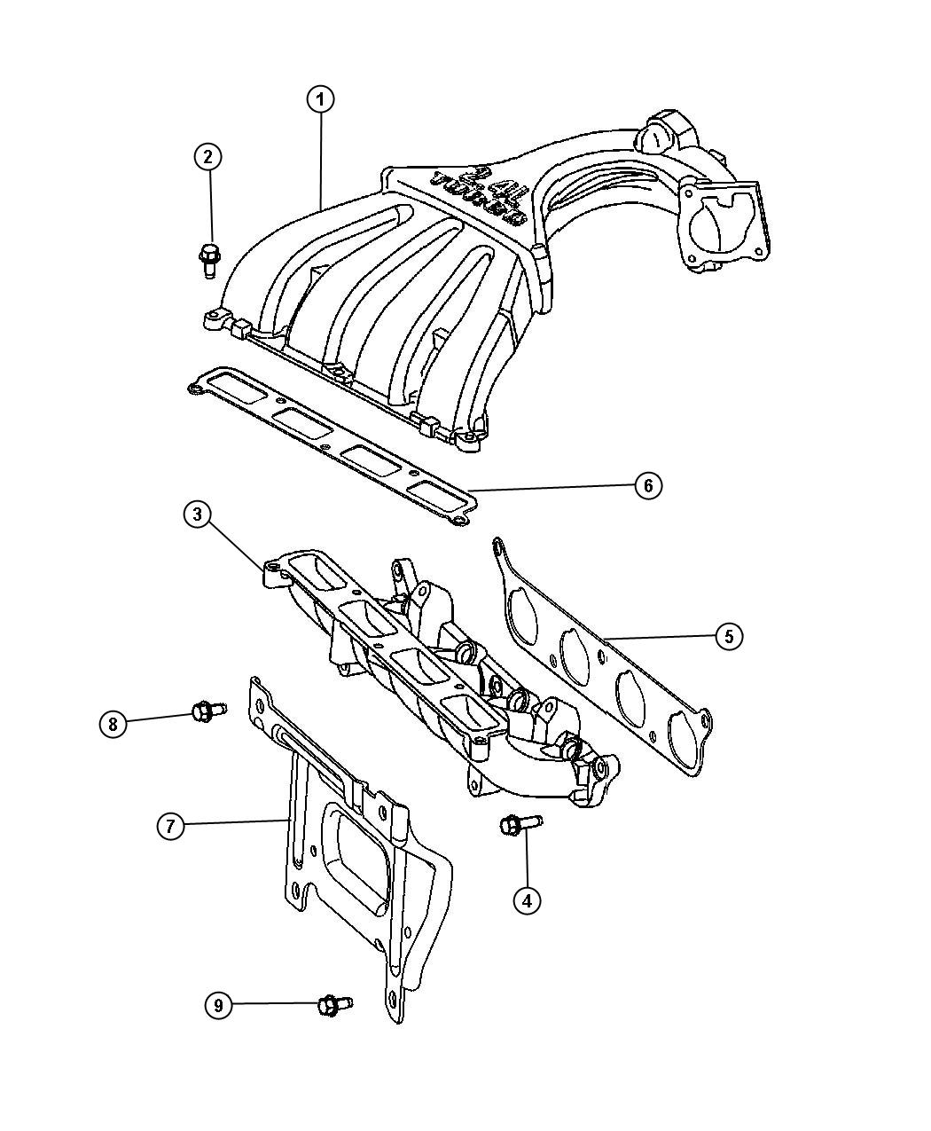 Diagram Intake Manifold [2.4L I4 DOHC 16V HO TURBO ENGINE]. for your Chrysler 300  M