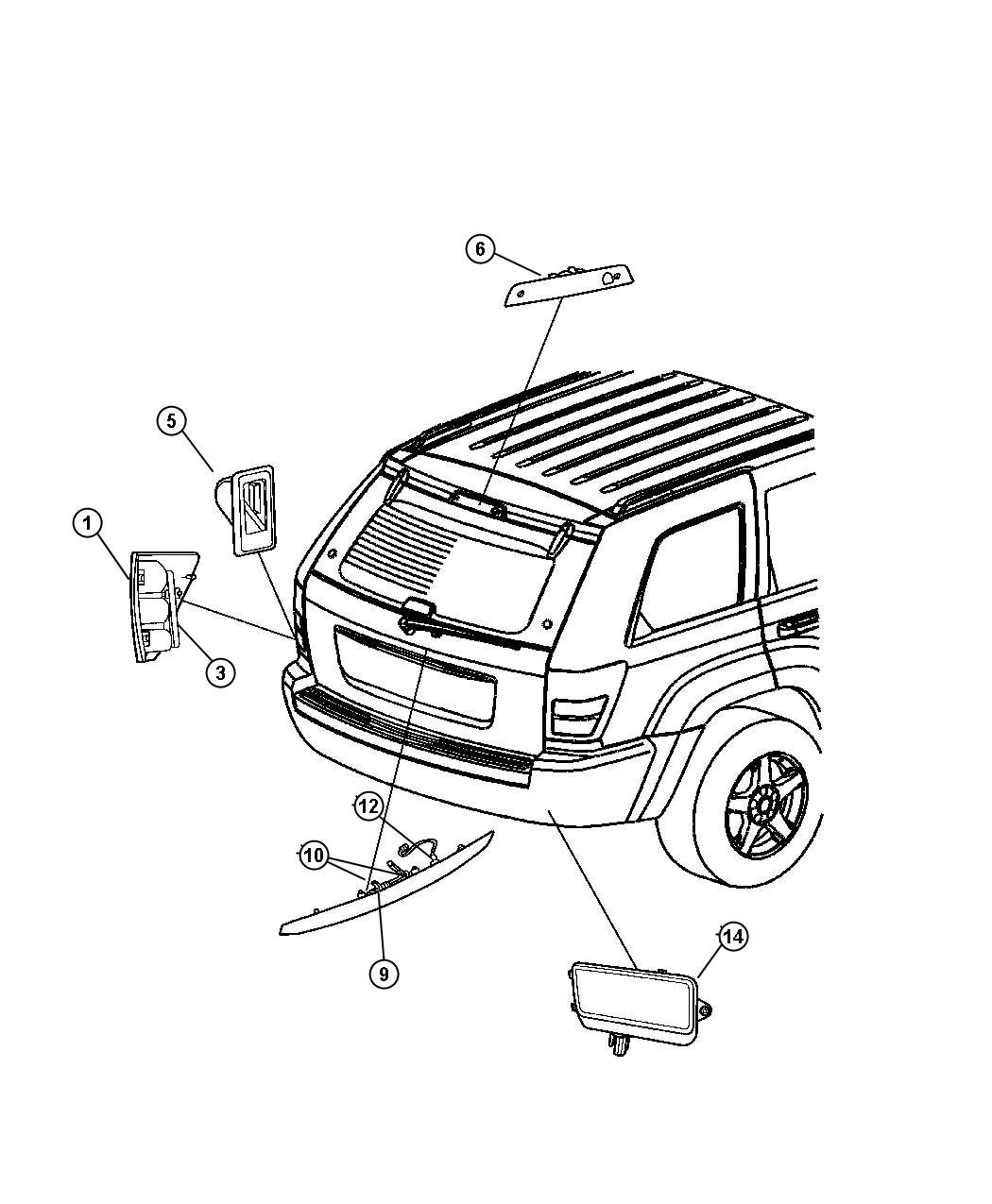 Diagram Lamp - Rear End. for your Jeep Grand Cherokee  