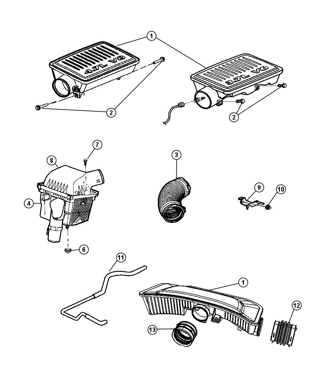 Diagram Air Cleaner. for your Jeep Grand Cherokee  