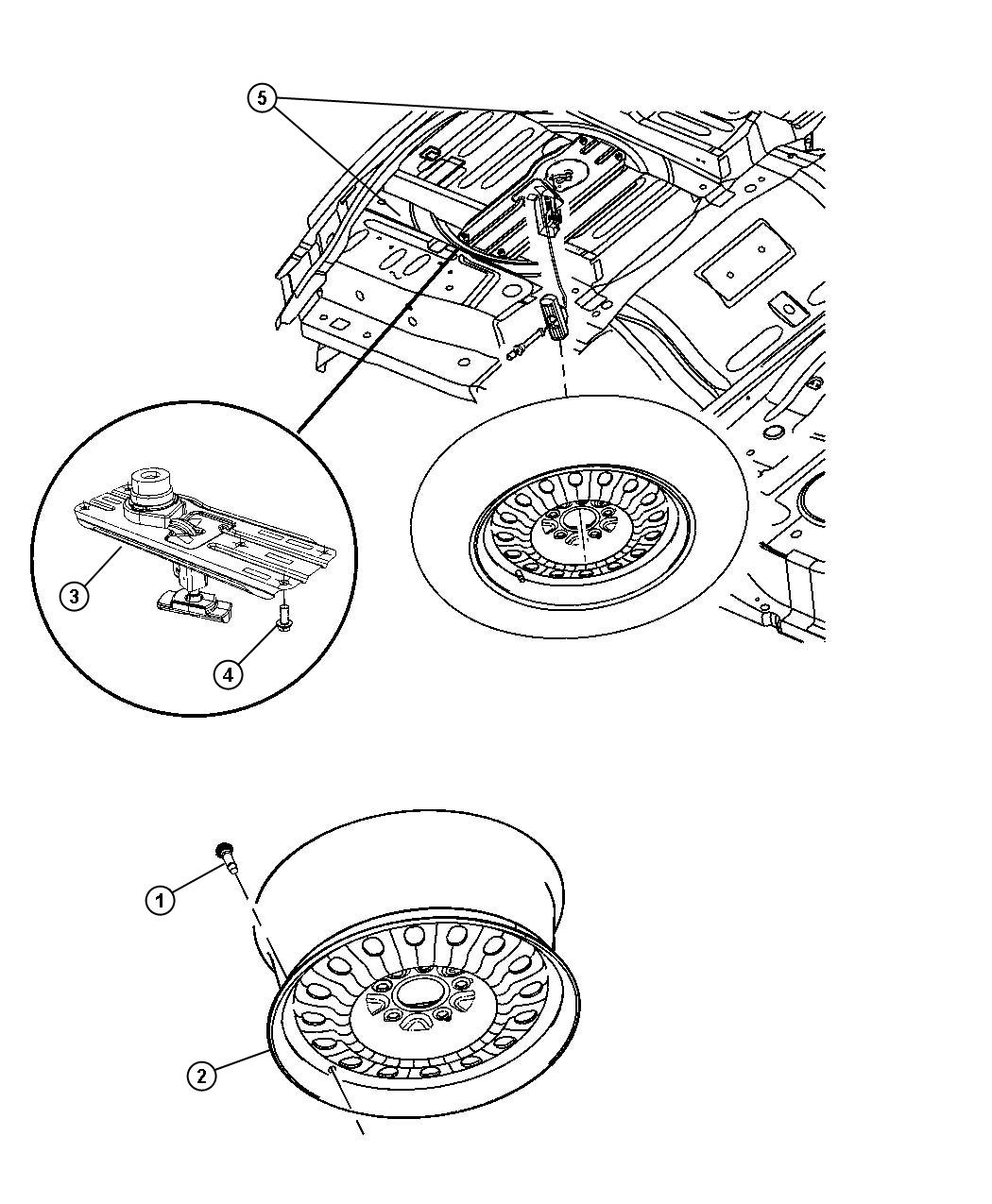 Diagram Spare Tire and Mounting. for your Chrysler Pacifica  