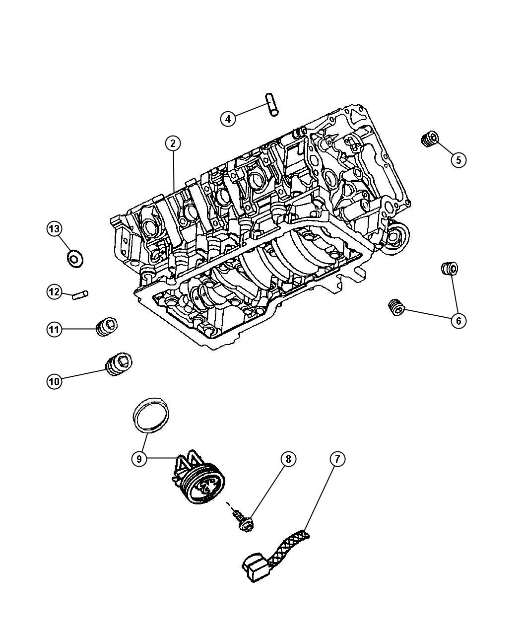 Diagram Cylinder Block 5.7L [5.7L V8 HEMI MDS ENGINE]. for your Jeep Grand Cherokee  