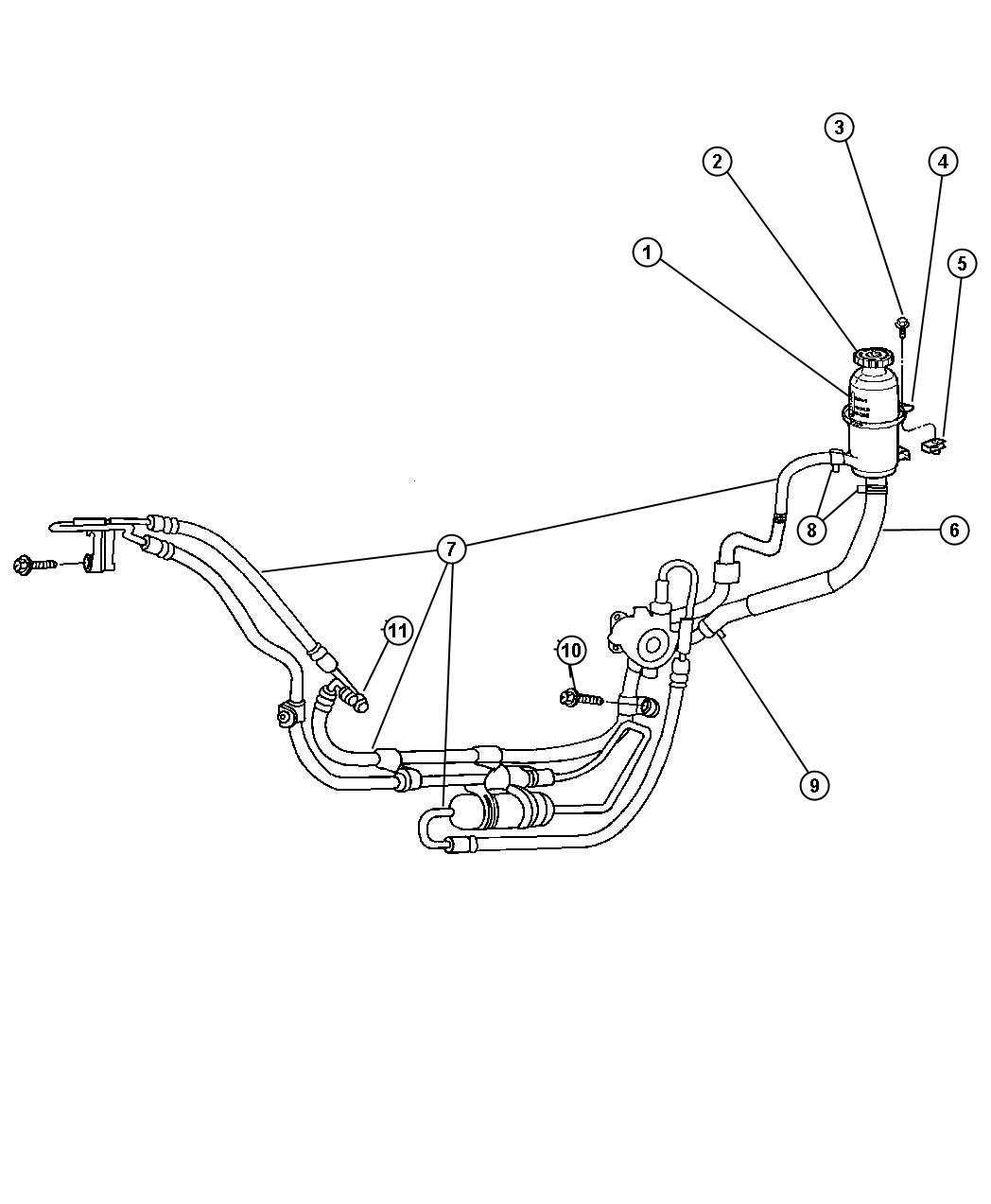 Hoses and Reservoir, LHD 2.8L [ALL 4/5 CYL Turbo Diesel Engines]. Diagram