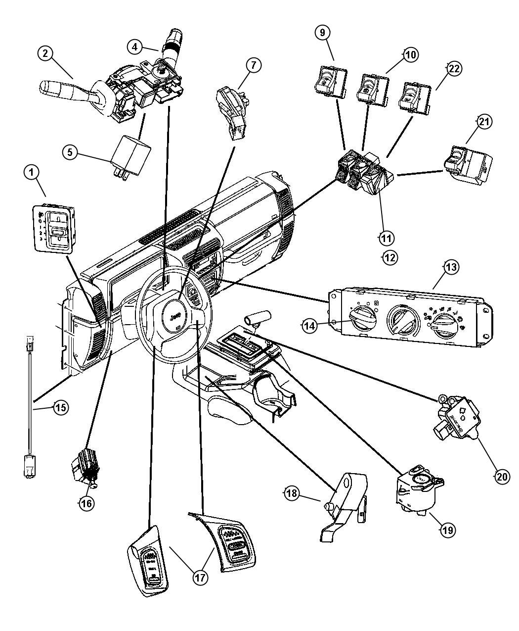 Diagram Switches - Instrument Panel. for your 1999 Dodge Avenger   