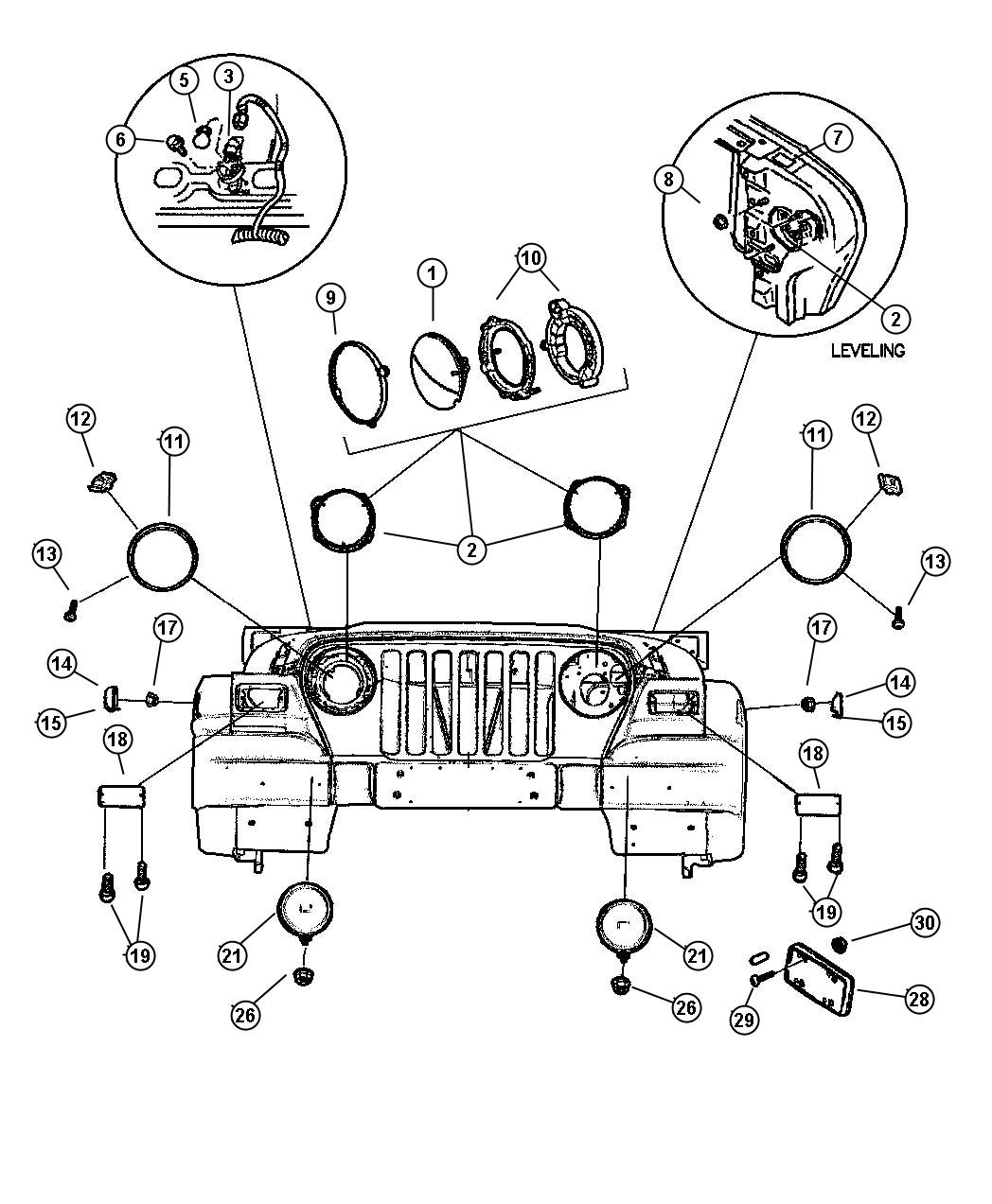 Diagram Lamps--Front. for your Jeep Wrangler  