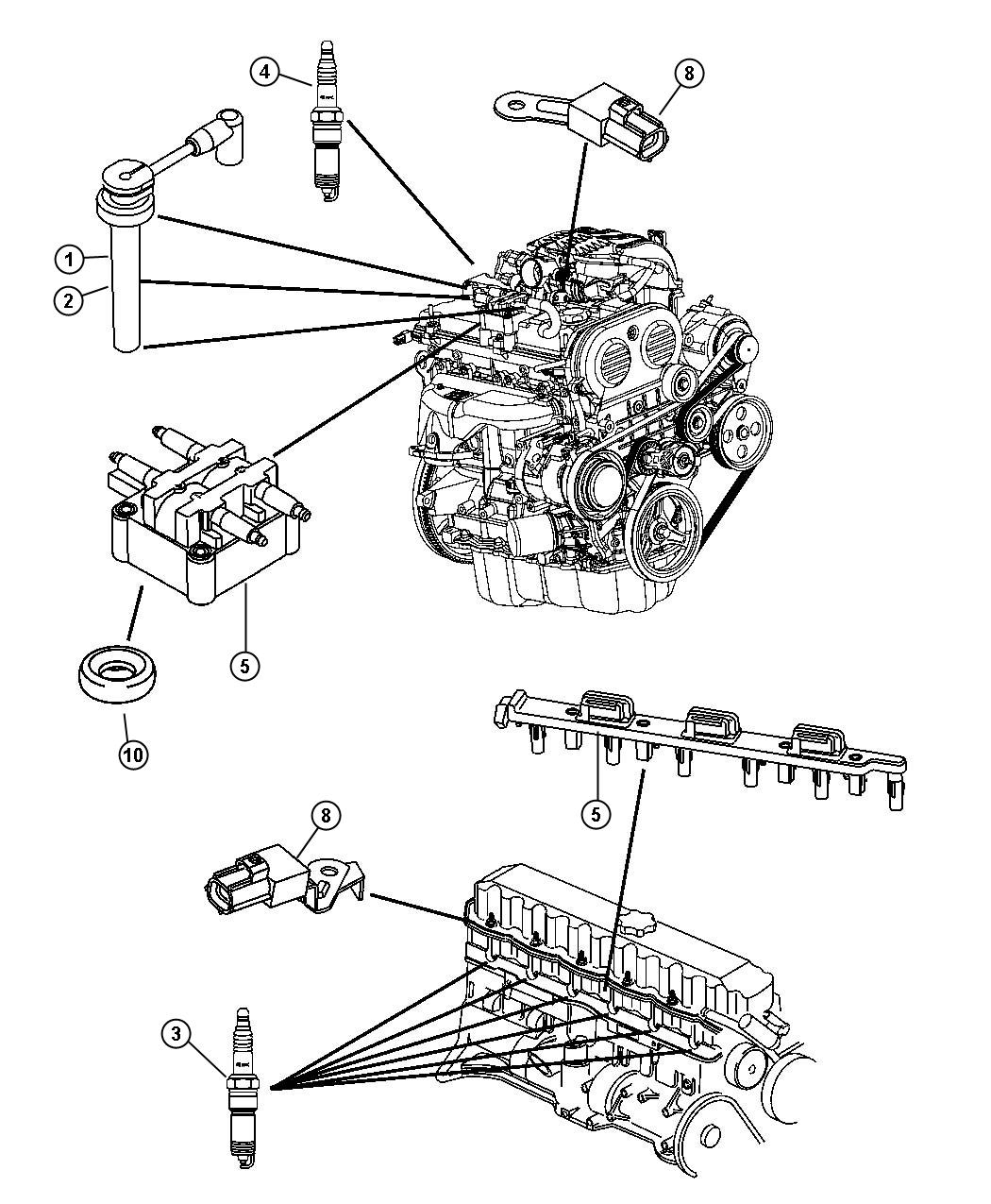 Diagram Spark Plugs--Cables--Coil. for your Jeep