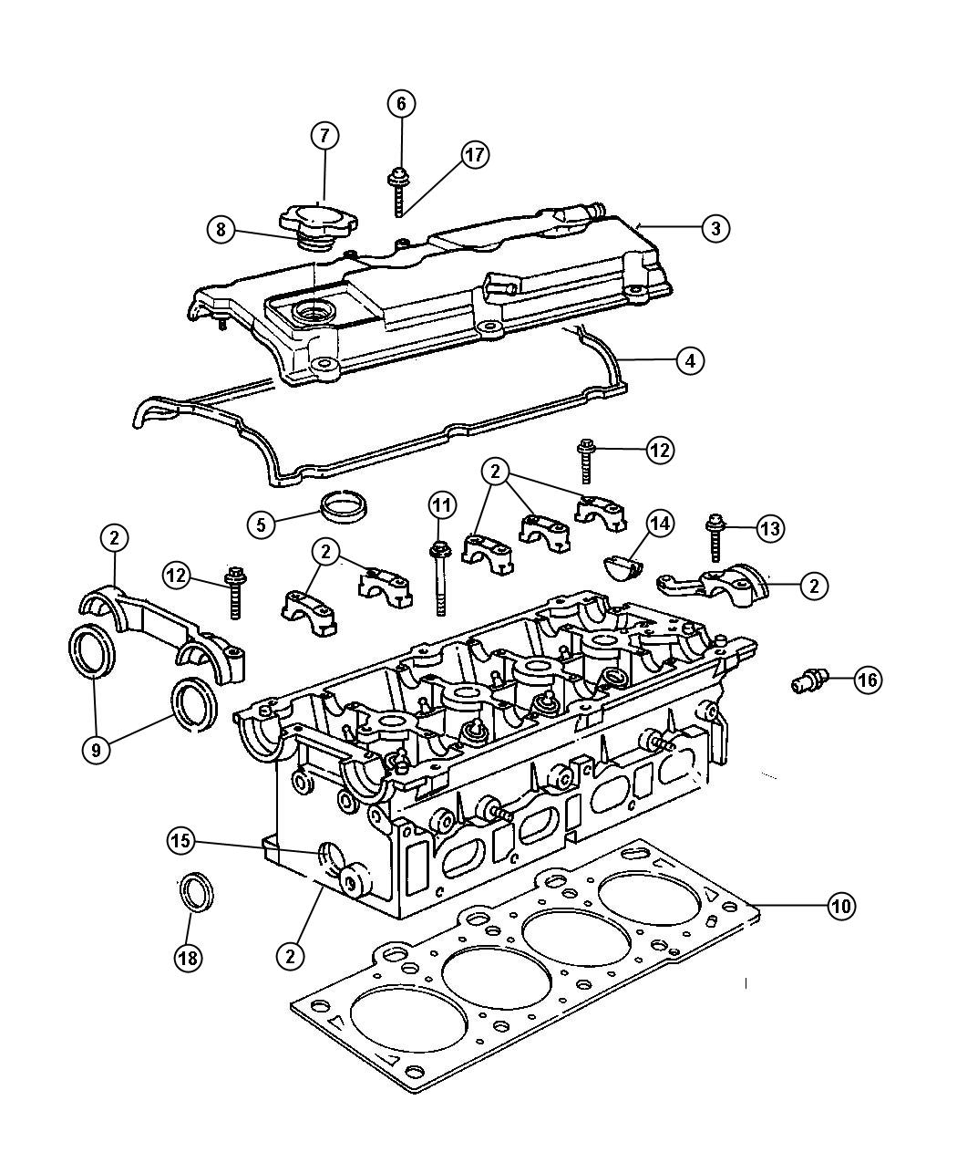 Diagram Cylinder Head [2.4L 4 Cyl DOHC 16V Turbo Engine][2.4L I4 DOHC 16V HO TURBO ENGINE]. for your 1999 Chrysler 300 M  