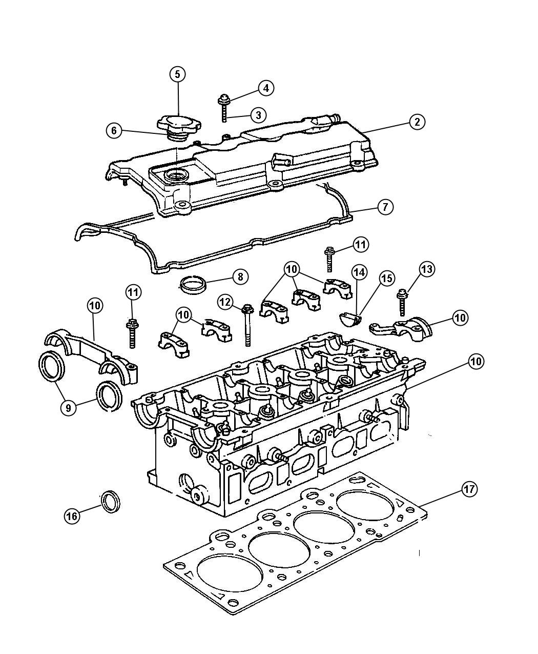 Diagram Cylinder Head, 2.4L [2.4L 4 Cyl DOHC 16v SMPI Engine]. for your 1999 Chrysler 300  M 