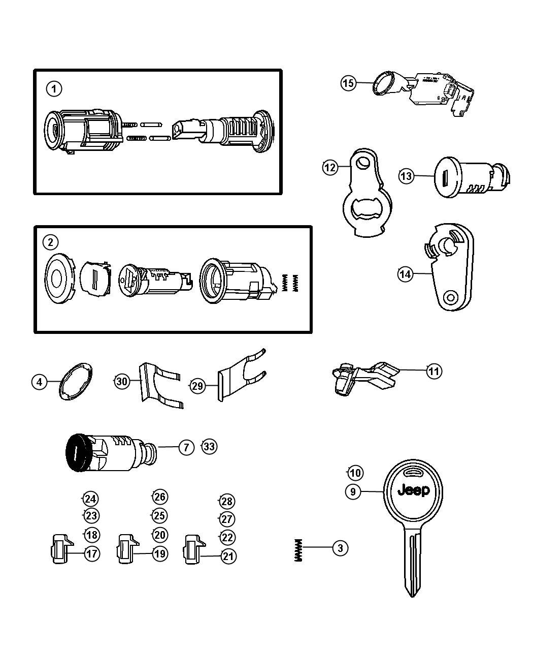 Diagram Lock Cylinders and Keys. for your 2013 Ram 1500   