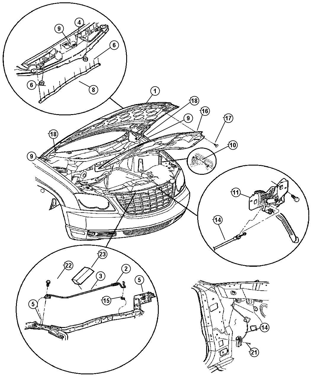 Diagram Hood, Latch, Hinges. for your 2019 Jeep Wrangler   