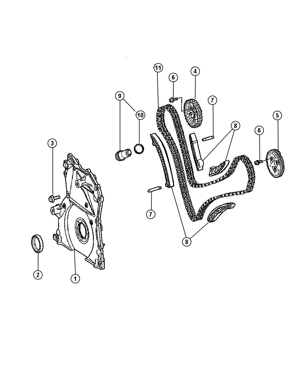 Diagram Front Cover And Timing Drive, 3.0L [3.0L V6 Turbo Diesel Engine]. for your Chrysler