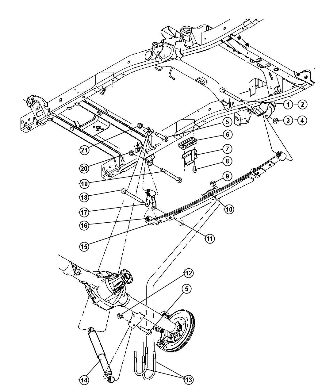 Diagram Suspension,Rear,Leaf With Shock Absorber. for your 1999 Chrysler 300  M 