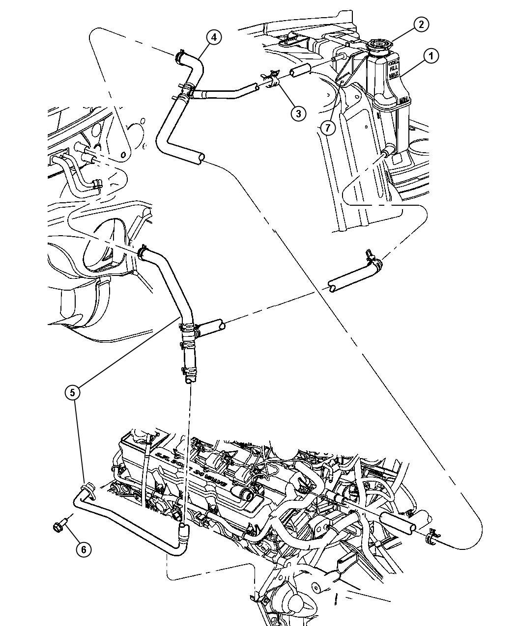 Coolant Recovery System Heater Plumbing - 2.7L. Diagram