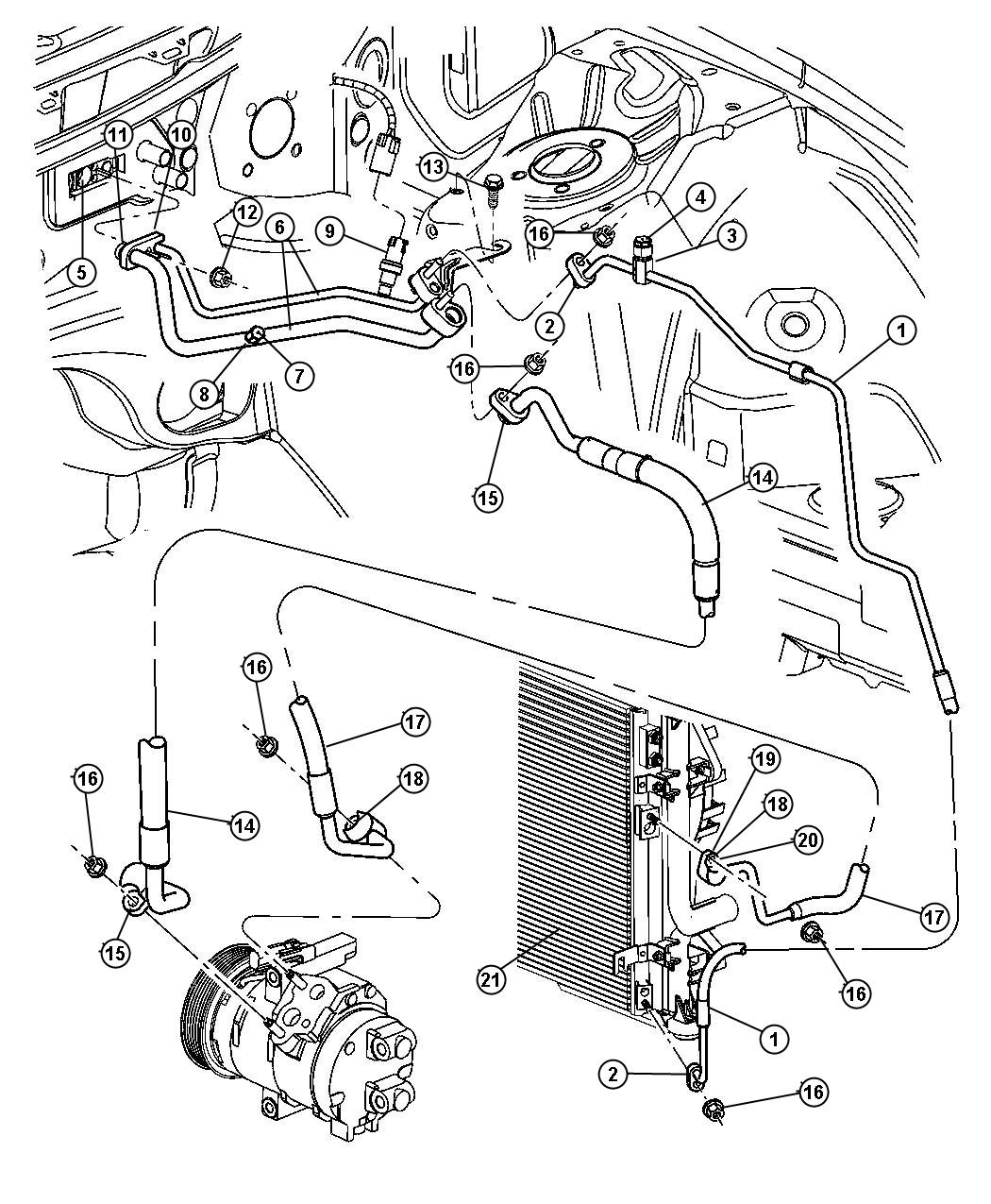 Diagram A/C Plumbing. for your 2018 Dodge Charger   