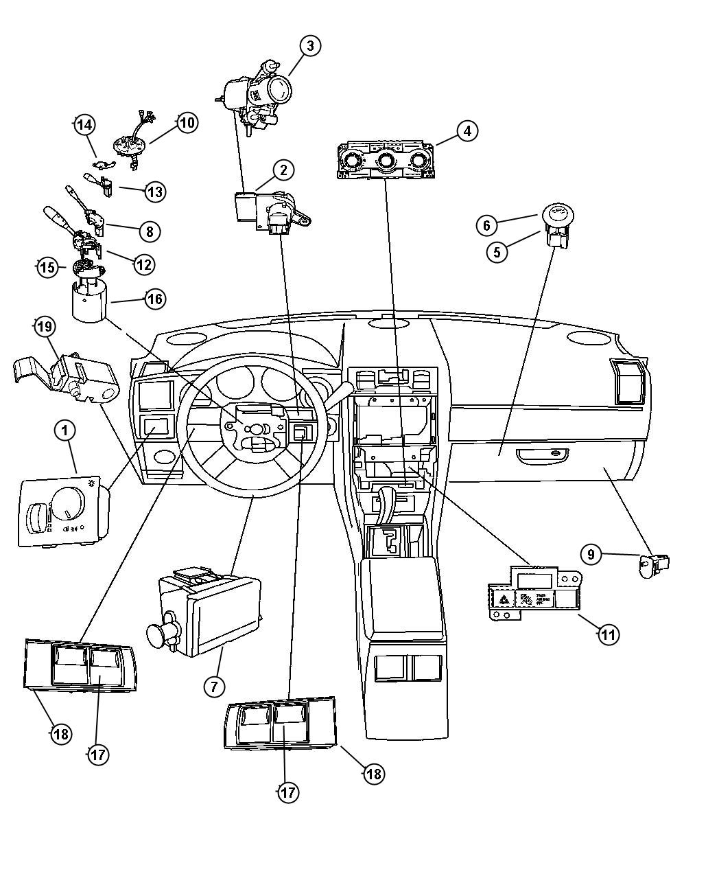 Diagram Switches - Instrument Panel. for your Dodge Avenger  