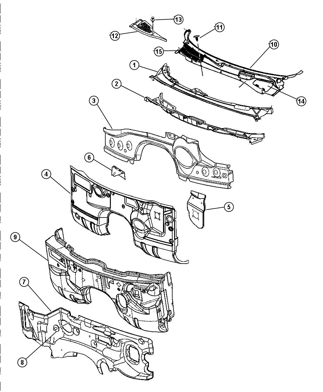 Diagram Cowl And Dash. for your 2019 Dodge Charger   