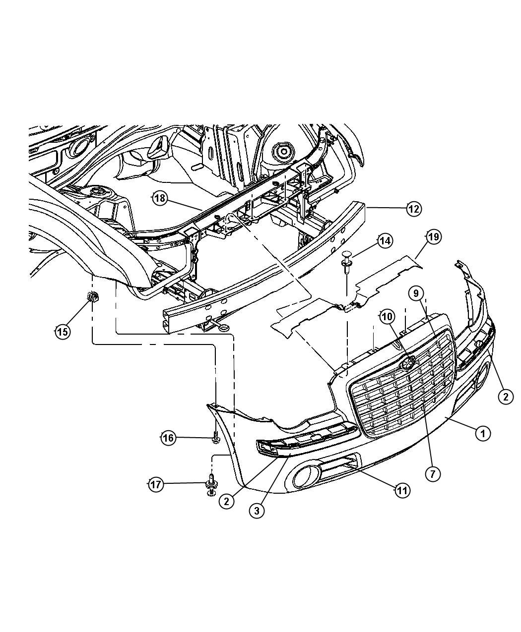 Diagram Fascia, Front - 48. for your 2013 Dodge Charger  SRT8 