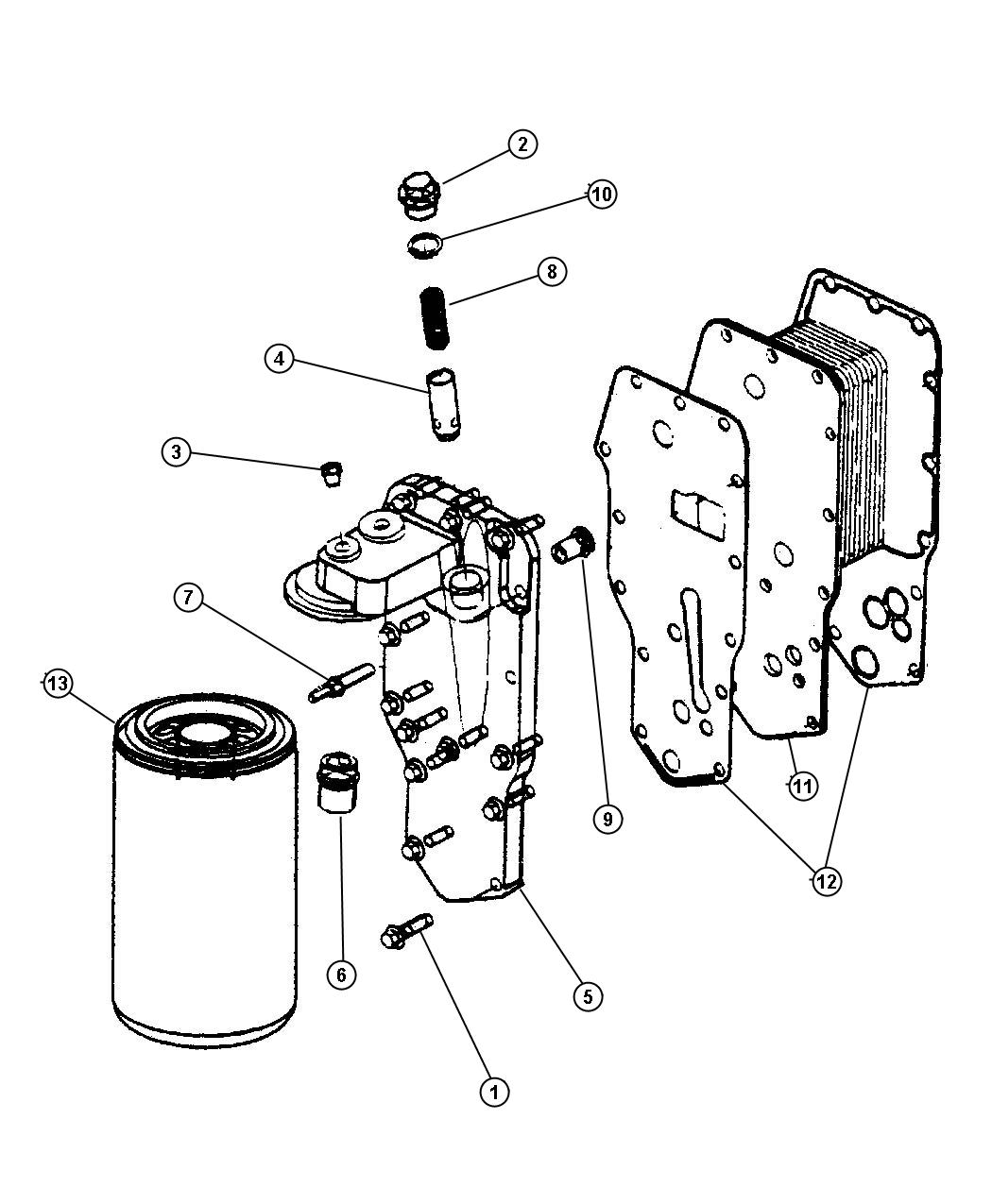 Diagram Engine Oil Cooler, 5.9L Diesel [5.9L HO Cummins Turbo Diesel Engine]. for your 2013 Dodge