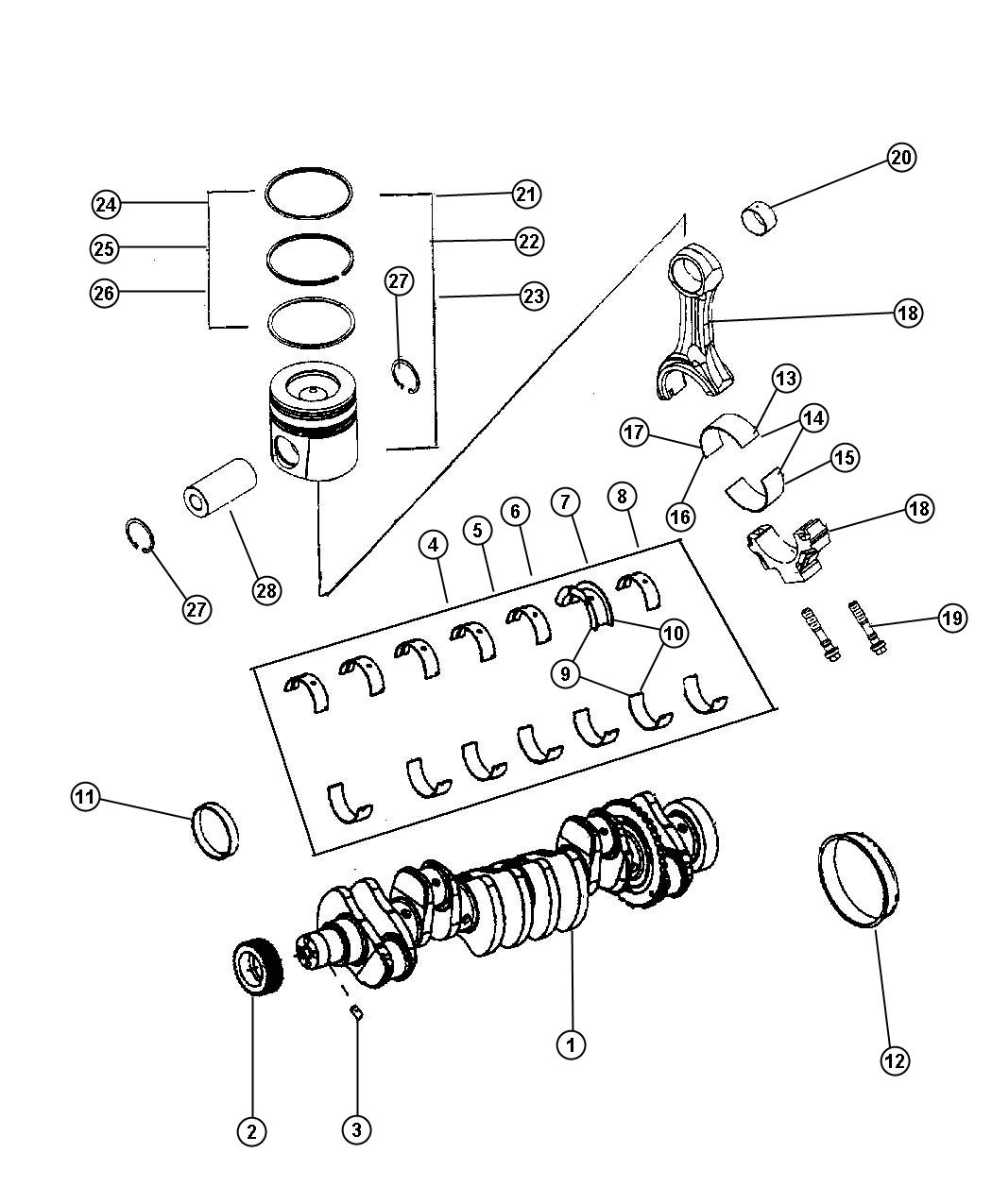 Diagram Crankshaft and Piston, 5.9L Diesel ETH. for your Chrysler 300  M