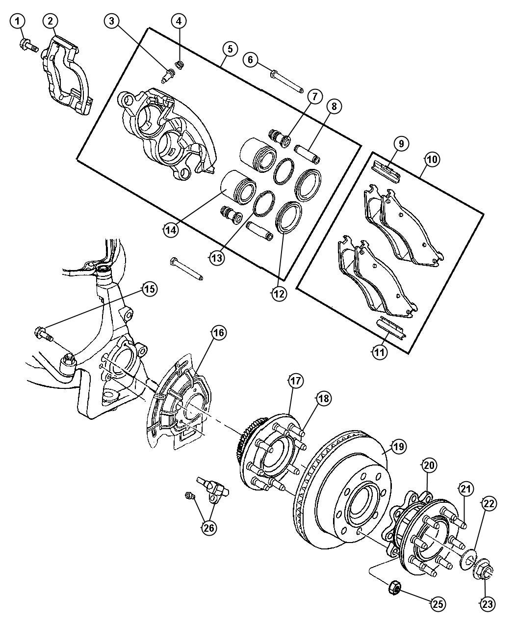 Diagram Brakes,Front. for your 1999 Dodge Ram 2500   