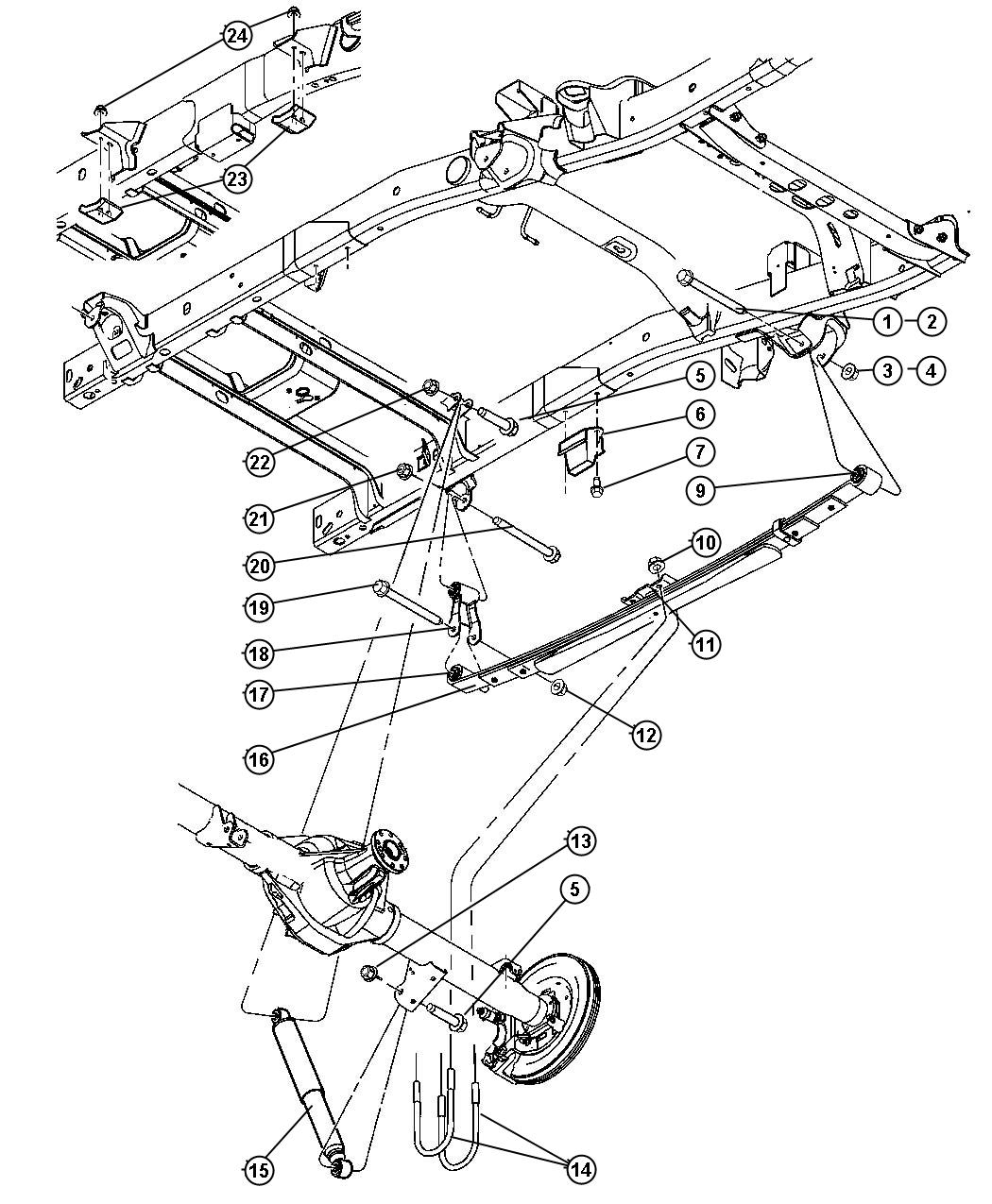 Diagram Suspension,Rear,Leaf With Shock Absorber. for your 2000 Chrysler 300  M 